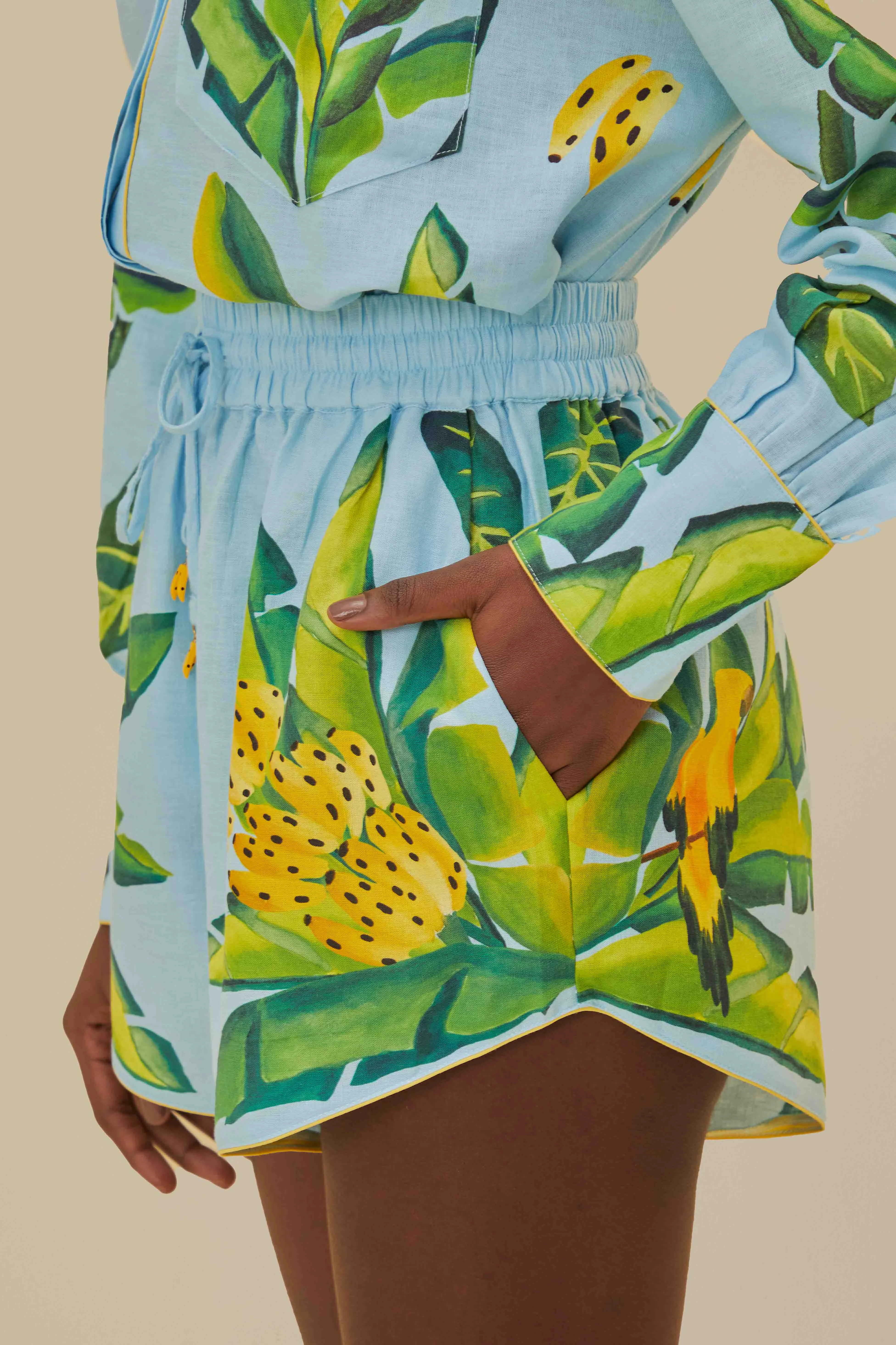 Mood Match Blue Summer Foliage Scarf LENZING? ECOVERO? Euroflax? Shorts