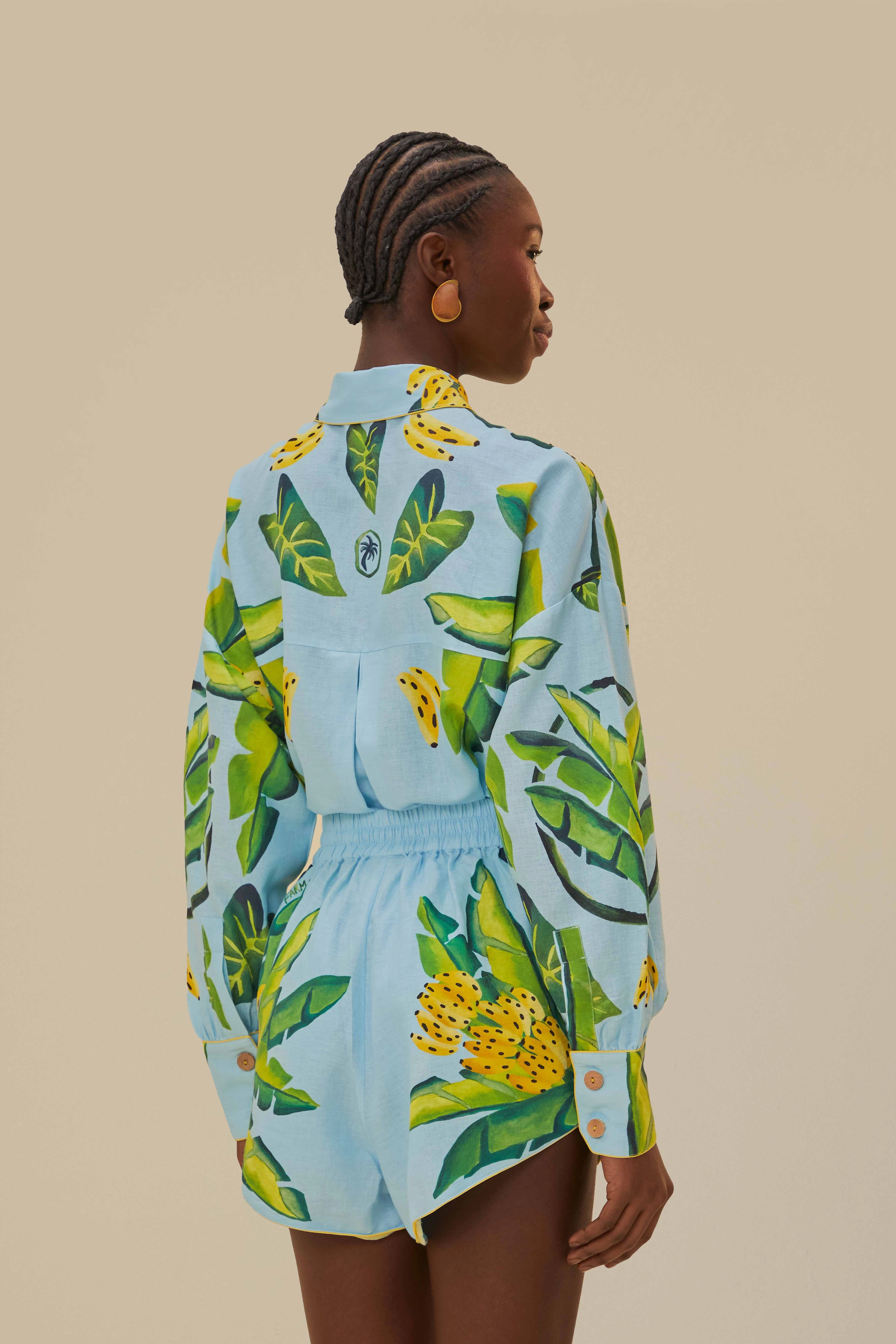 Blue Summer Foliage Scarf LENZING? ECOVERO? Euroflax? Shorts Sweat Wicking Channels Effortless Motion