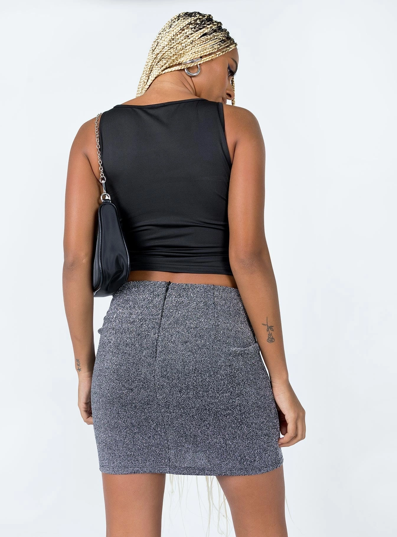 Bohdi Mini Skirt Silver Custom made Lightweight Fabric