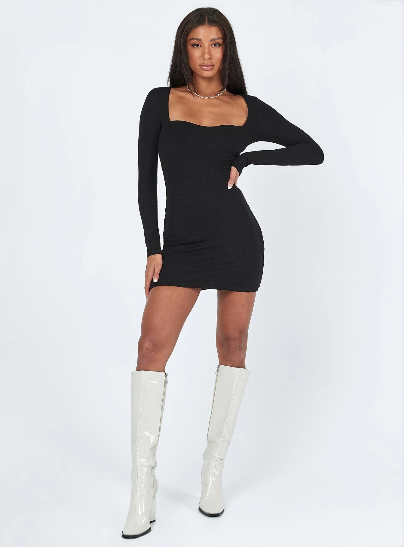 Nolan Mini Dress Black Luxurious Texture