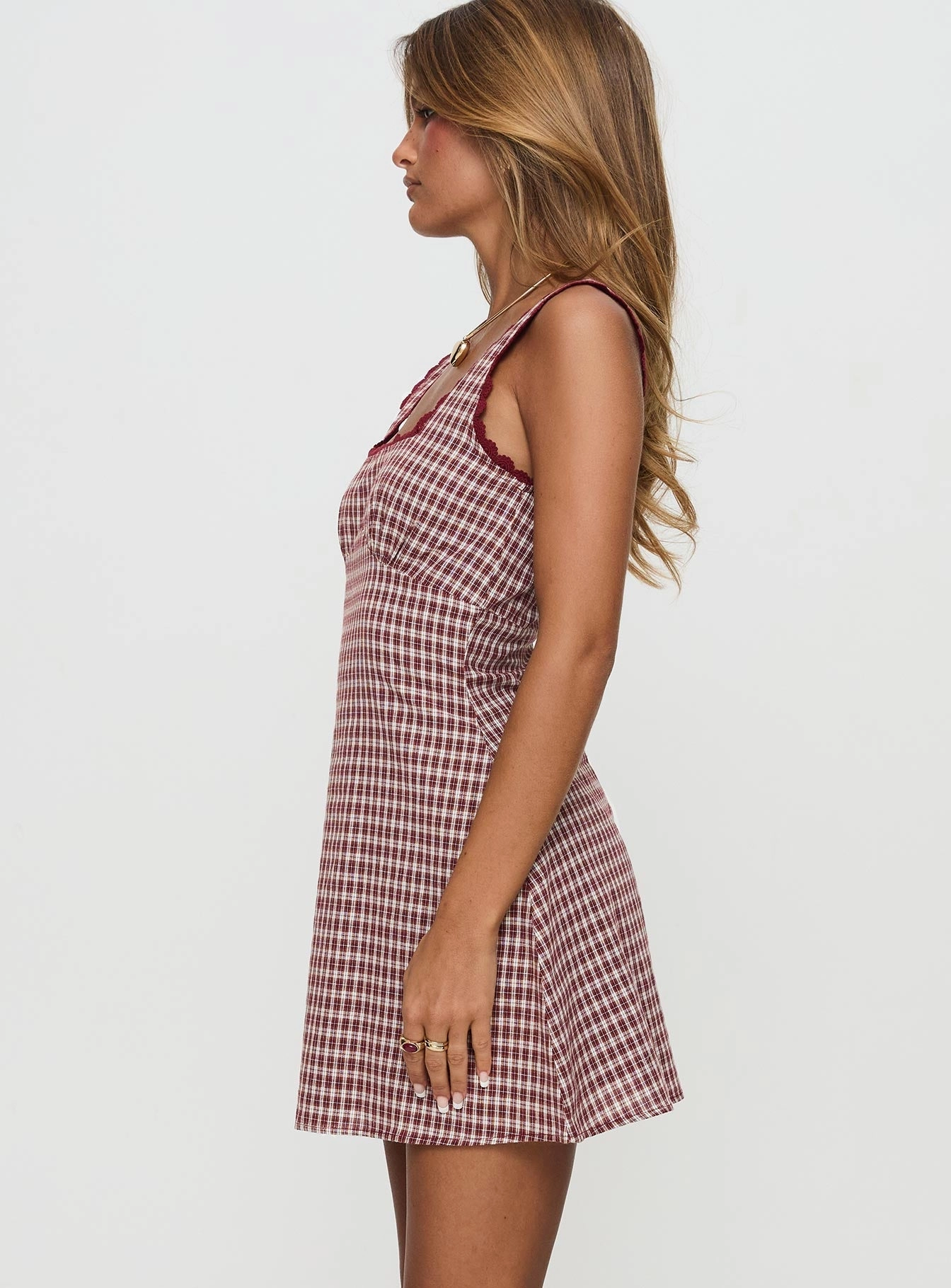 Dasha Mini Dress Red Check Light Aesthetic