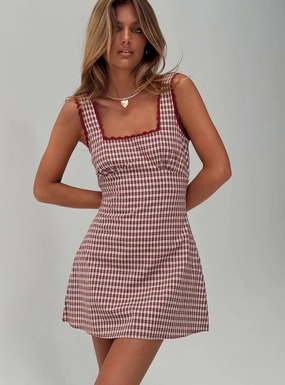 Dasha Mini Dress Red Check Social Ease Sleek And Stylish