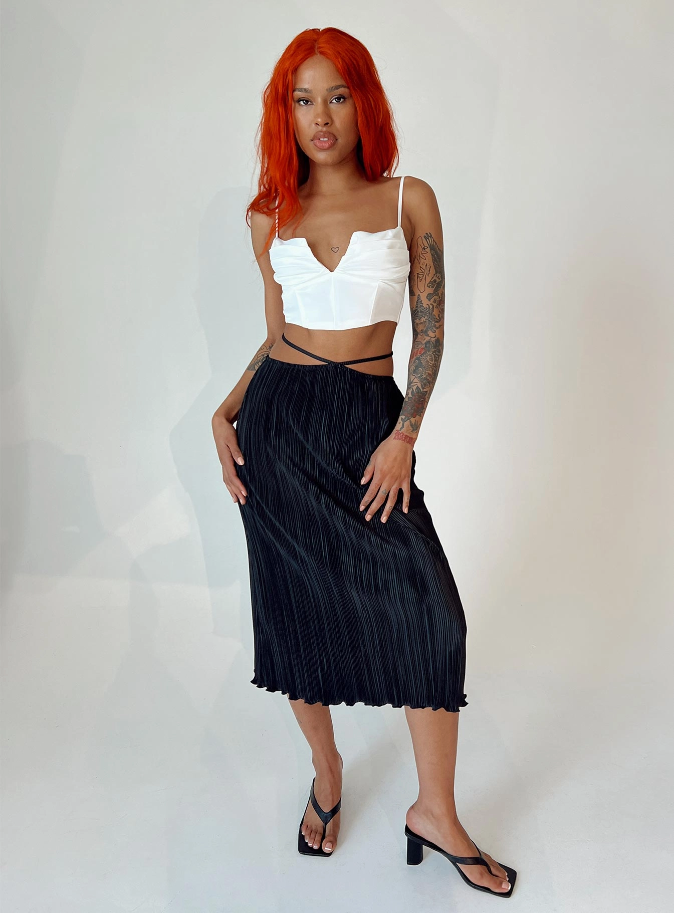 Blanca Midi Skirt Black Layered Structure Soft Mood