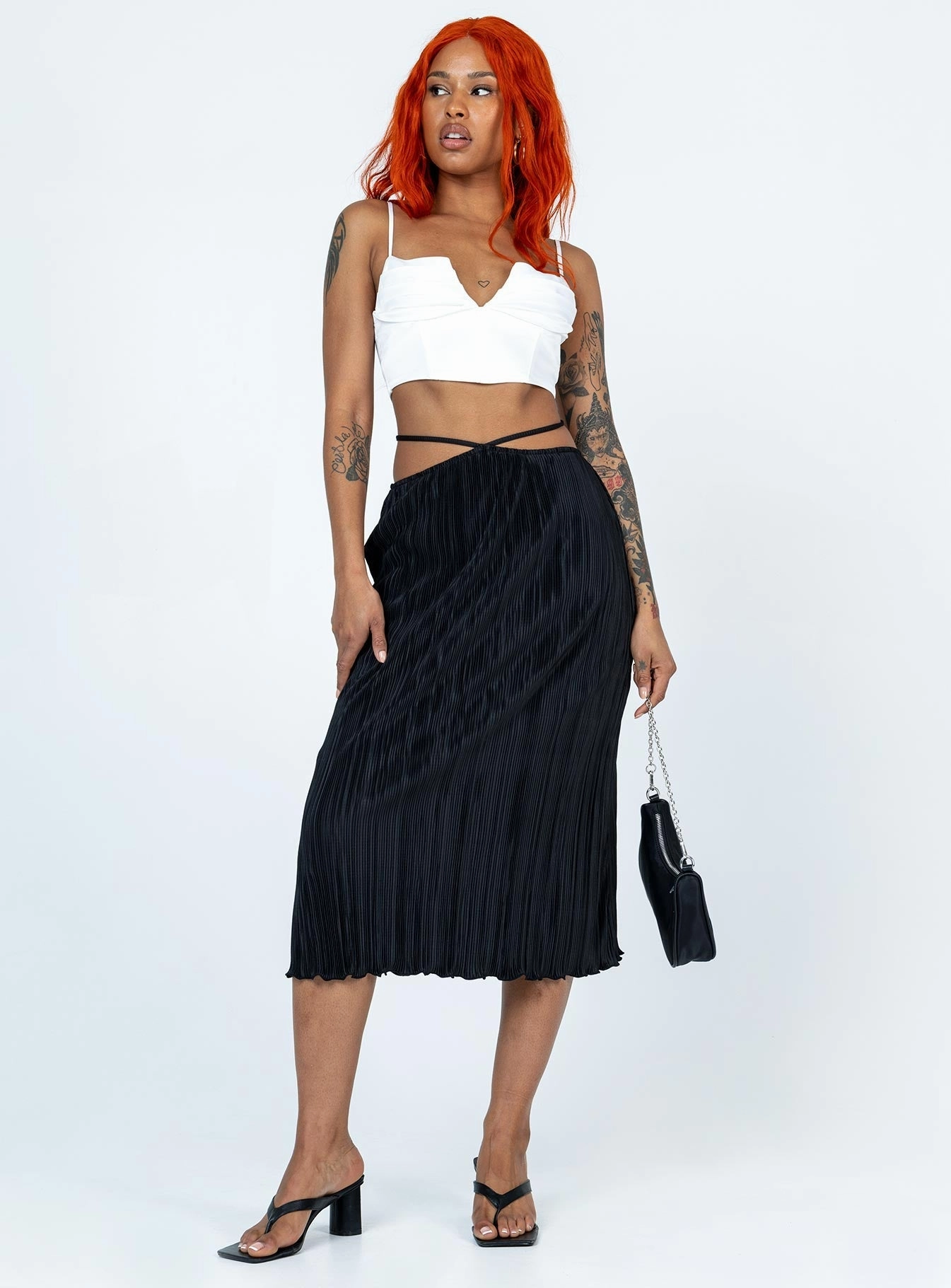 Pull On Style Blanca Midi Skirt Black