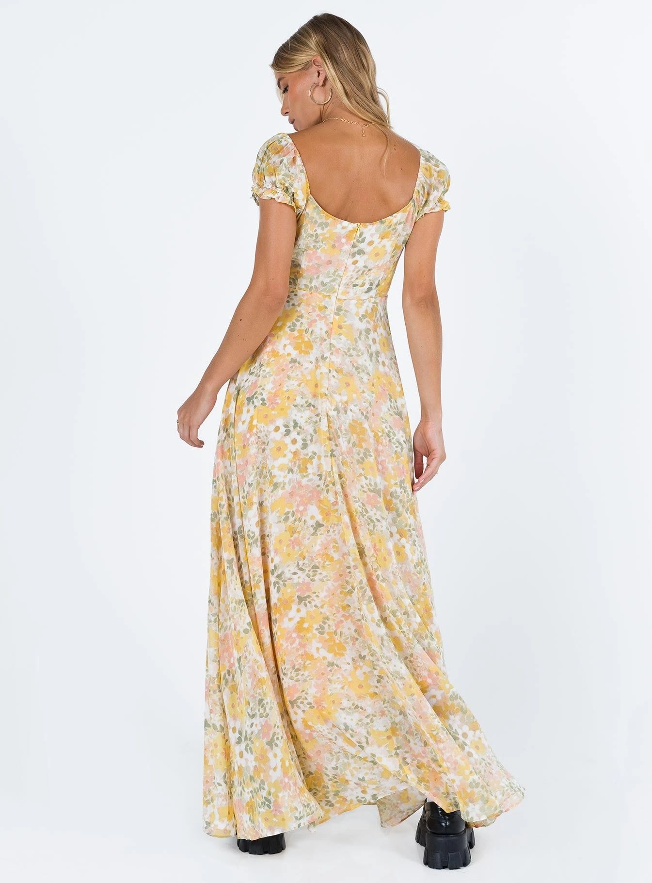Masuda Maxi Dress Yellow Floral All Wear Date Ready