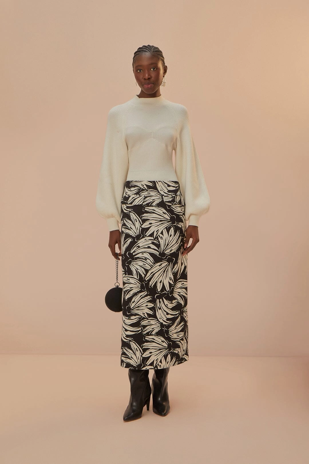 Easy Motion Black Bossa Banana Low Waisted Maxi Skirt