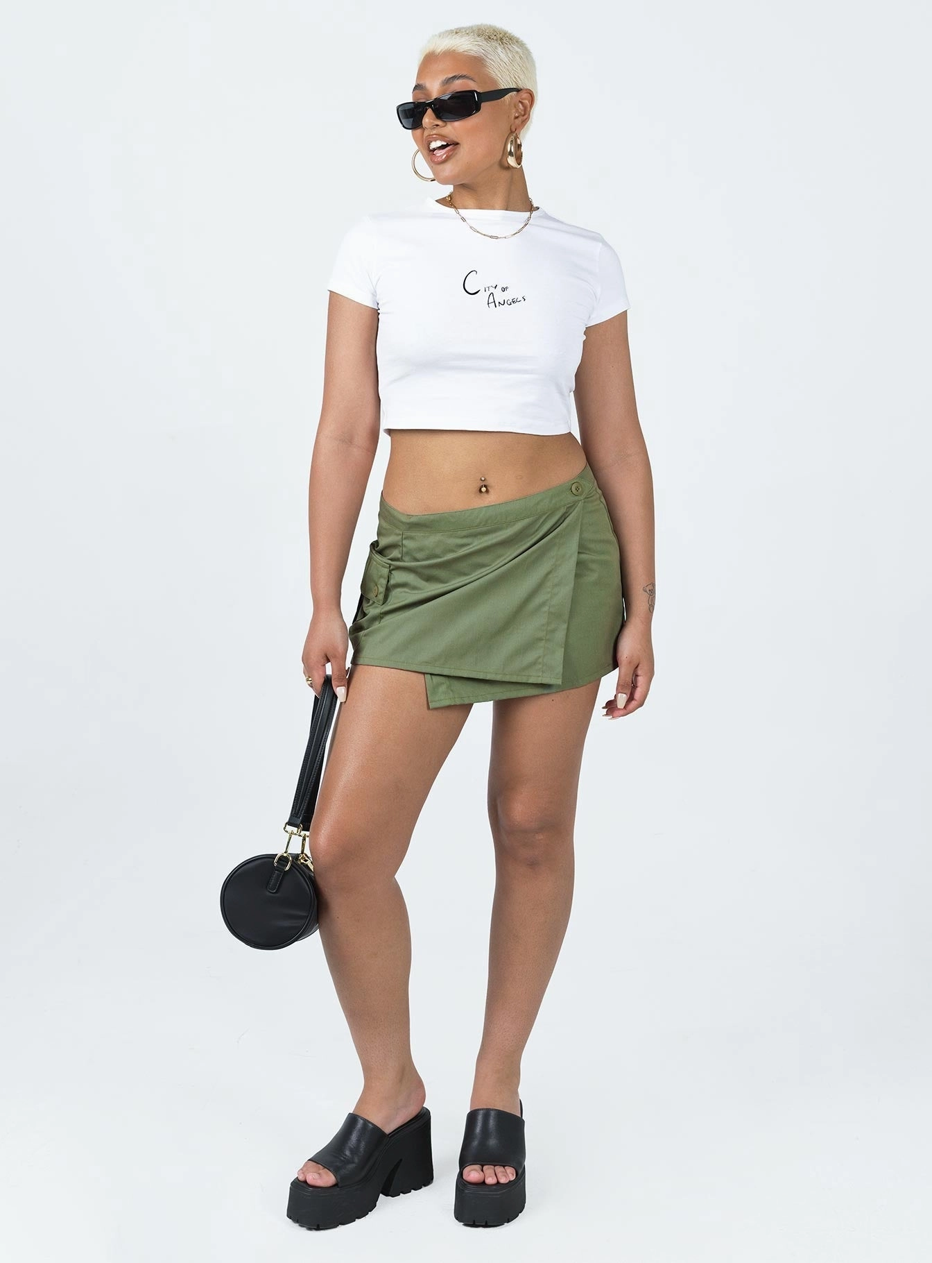 Front Slit Motel Zephyr Skirt Olive