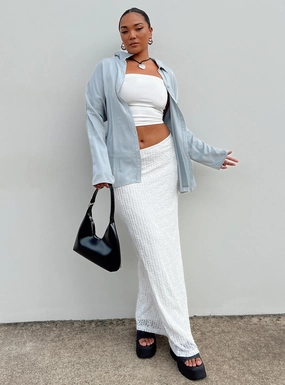 Berkshire Low Rise Maxi Skirt White Art Gallery Visit