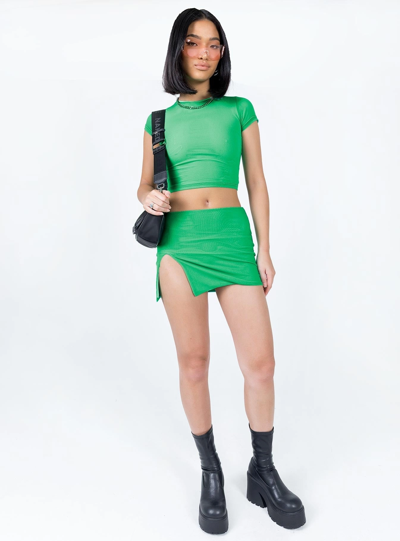 Winter Layering Bold Move Mini Skirt Bright Green