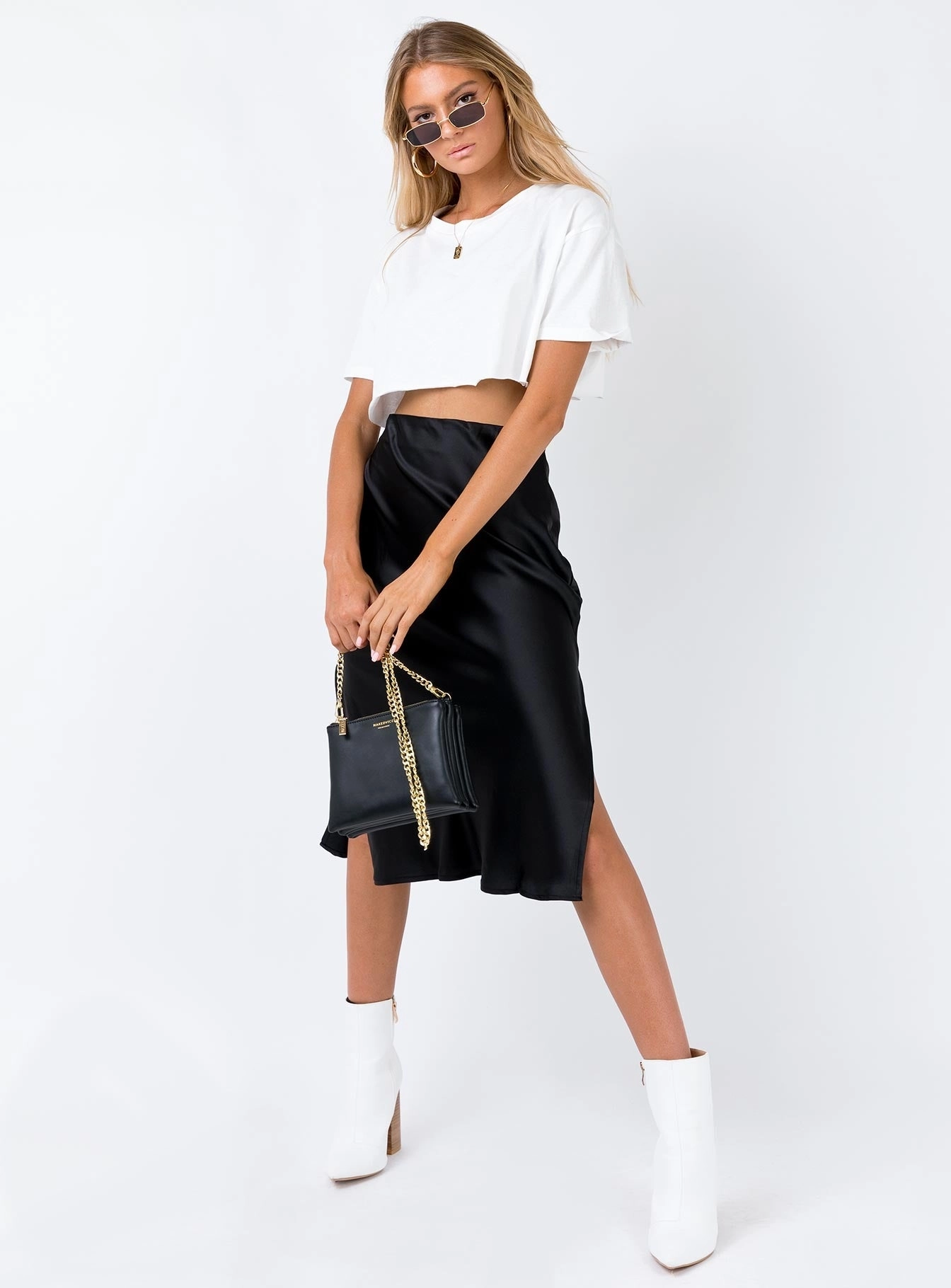 Bold Cut Cleo Lavoe Midi Skirt Black