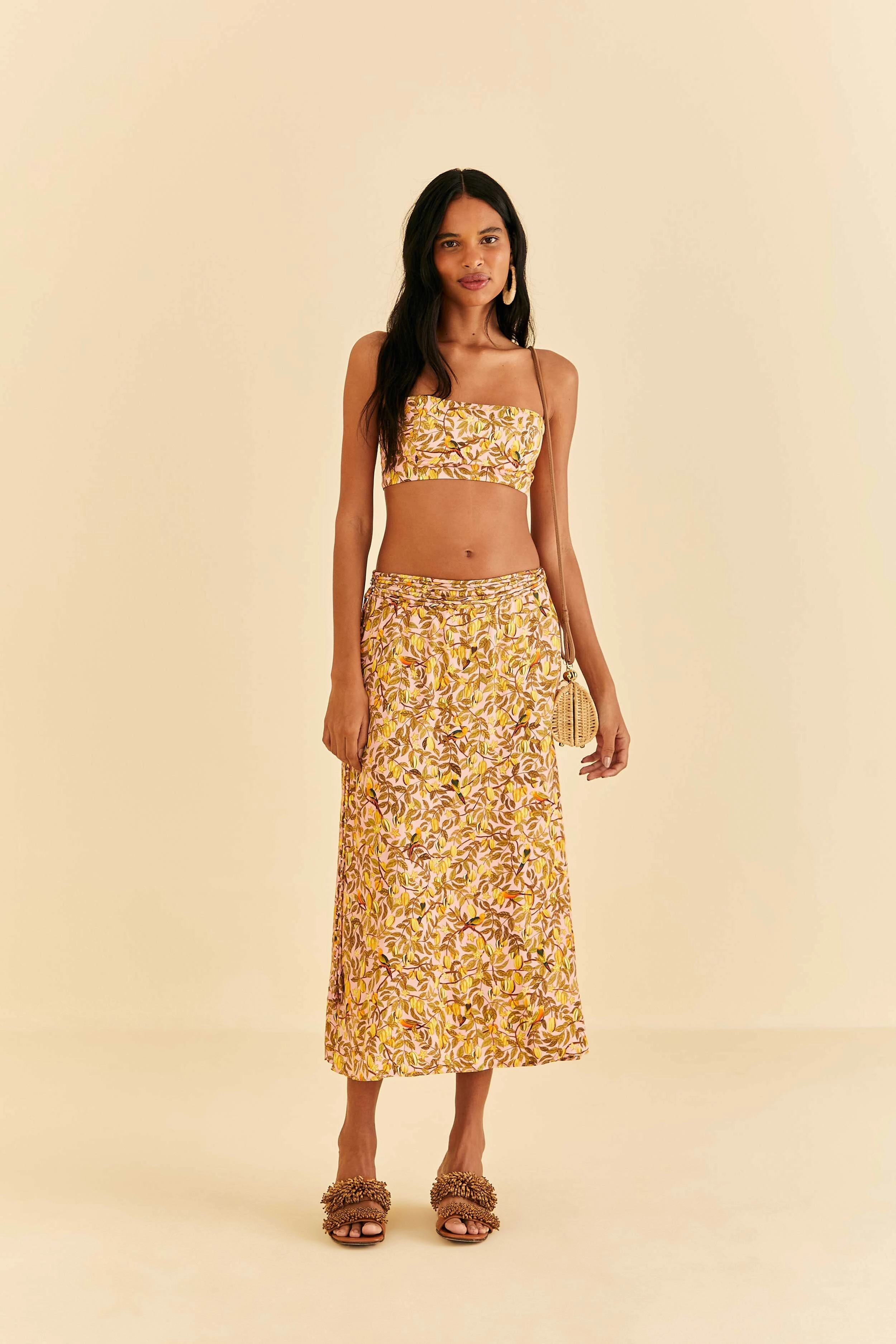 Light Pink Star Fruit Midi Skirt Daily Style