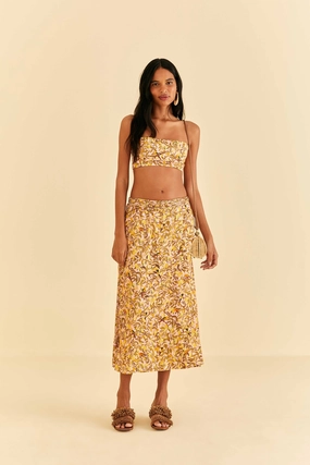 Light Pink Star Fruit Midi Skirt Daily Style