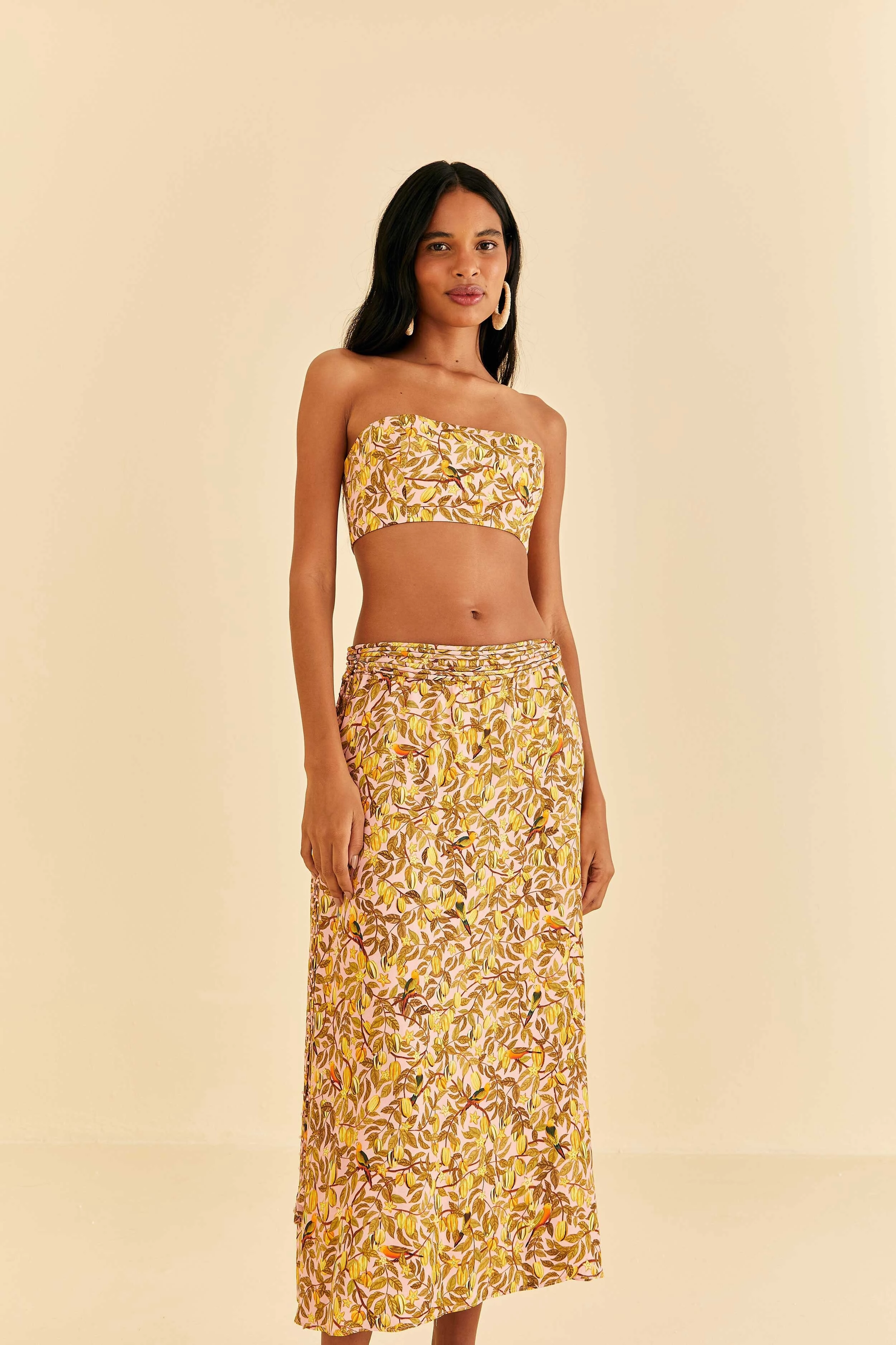 Modern Details Light Pink Star Fruit Midi Skirt