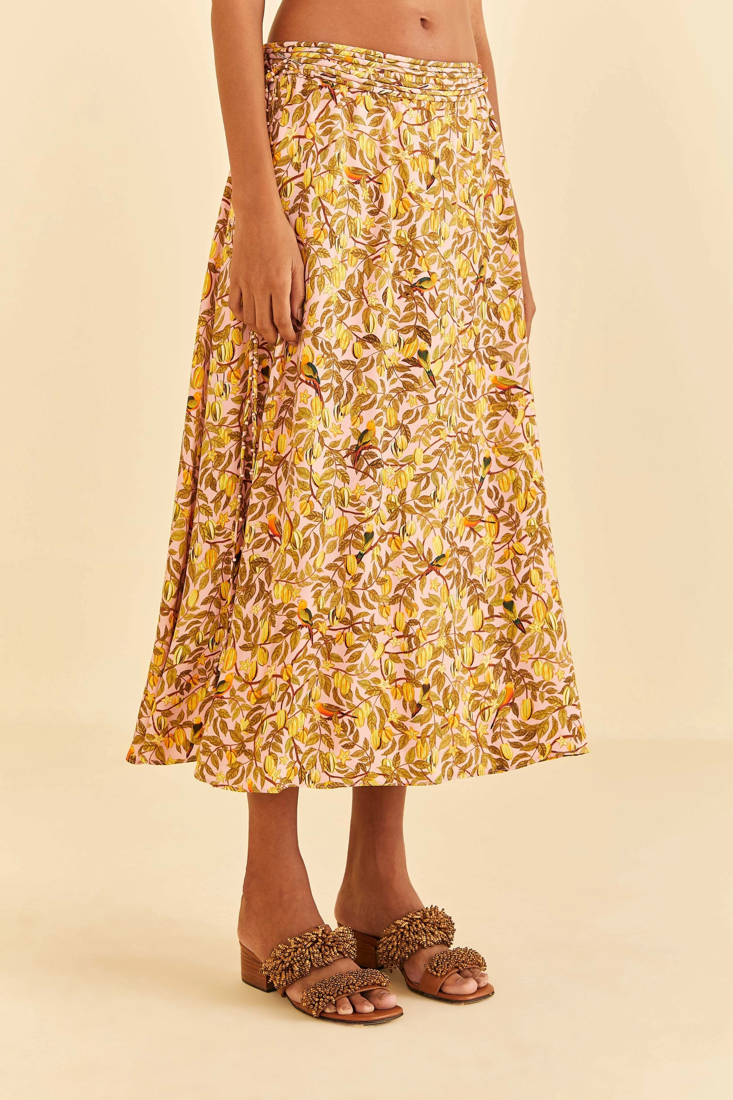 Light Pink Star Fruit Midi Skirt Light Edge Clean Aesthetic