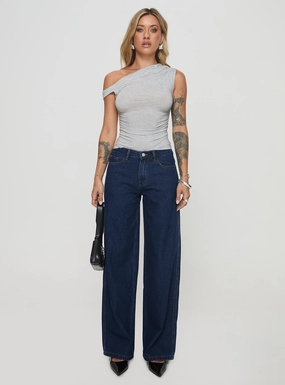 Closet Classic Neutral Casual Streetwear Fan Maryanne Mid Rise Straight Leg Jeans Dark Wash