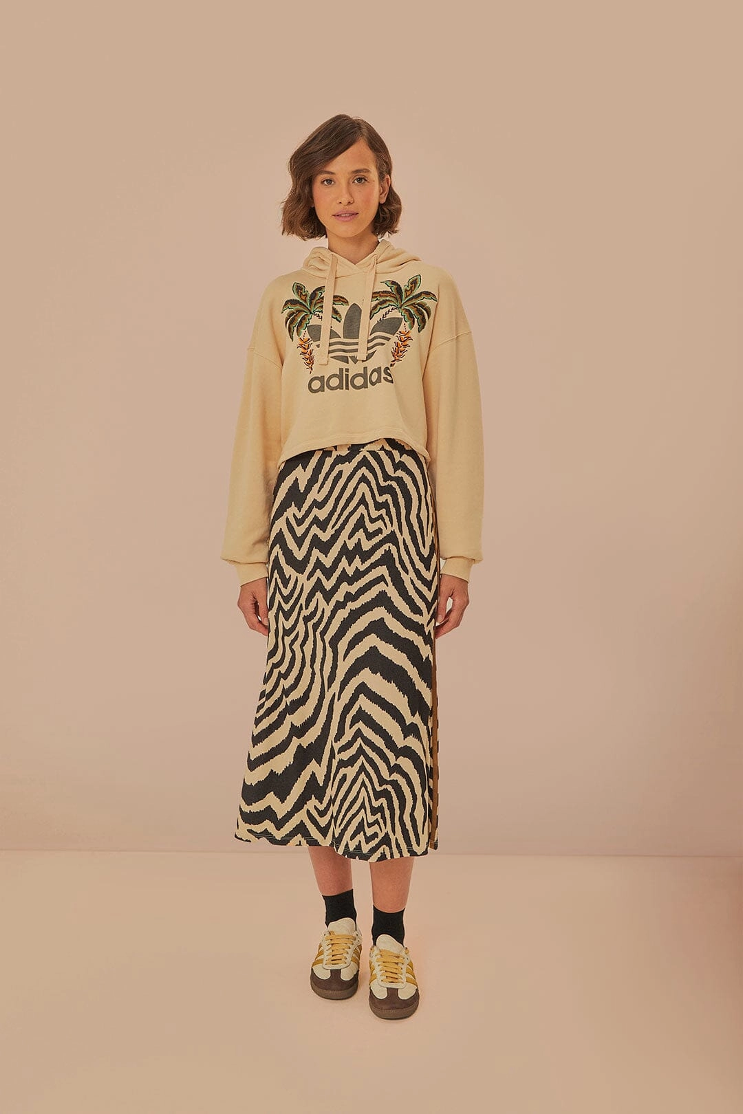 Beige Adidas Farm Rio Maxi Skirt Lightweight Fabric Fashion Details
