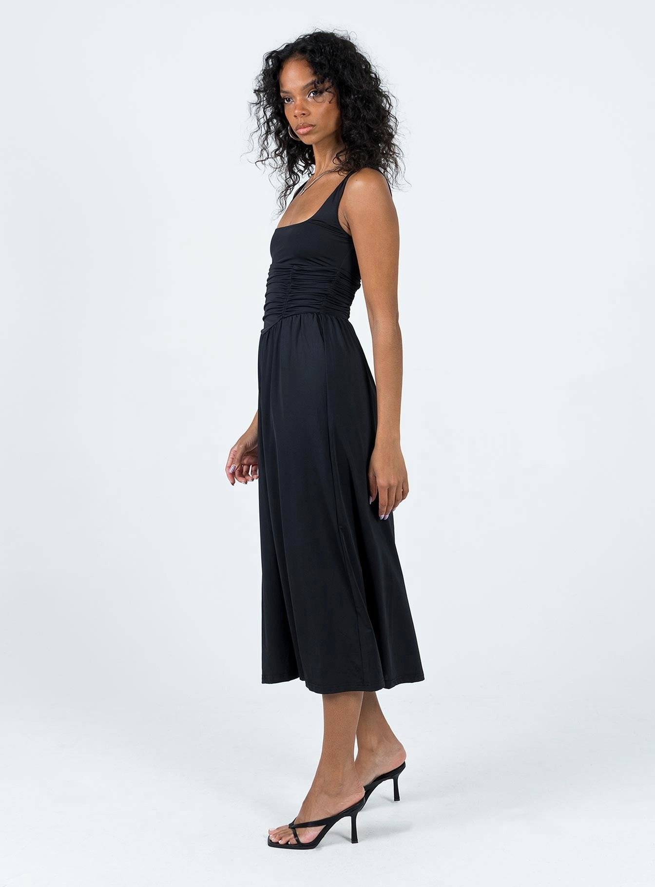 Soft Pleats Braddon Midi Dress Black