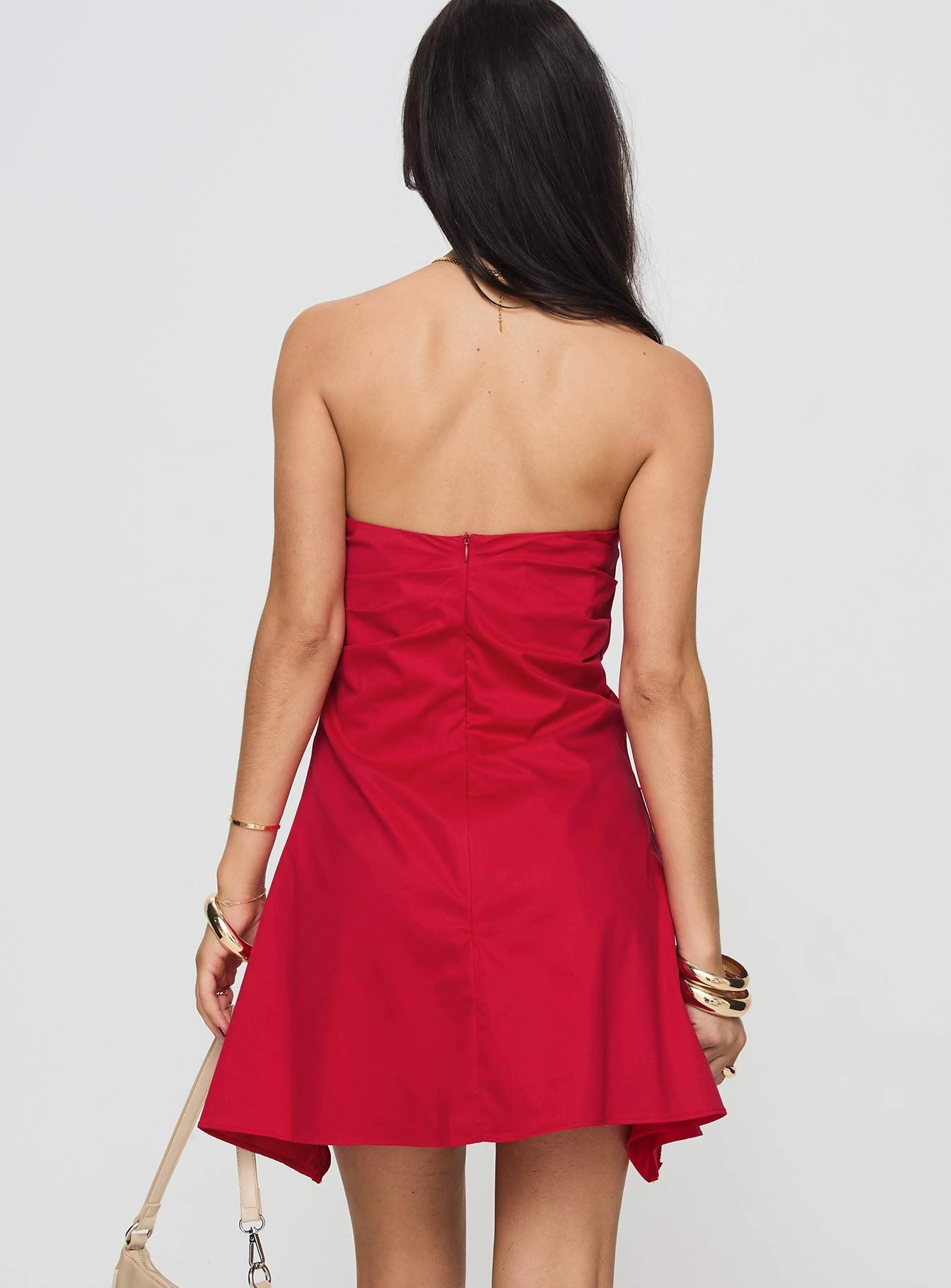 Bradwell Strapless Mini Dress Red Cozy Wearable Fresh Aesthetic
