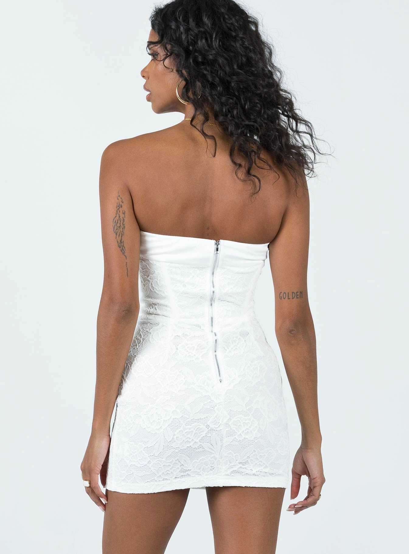 Side Pleats Brea Strapless Mini Dress White