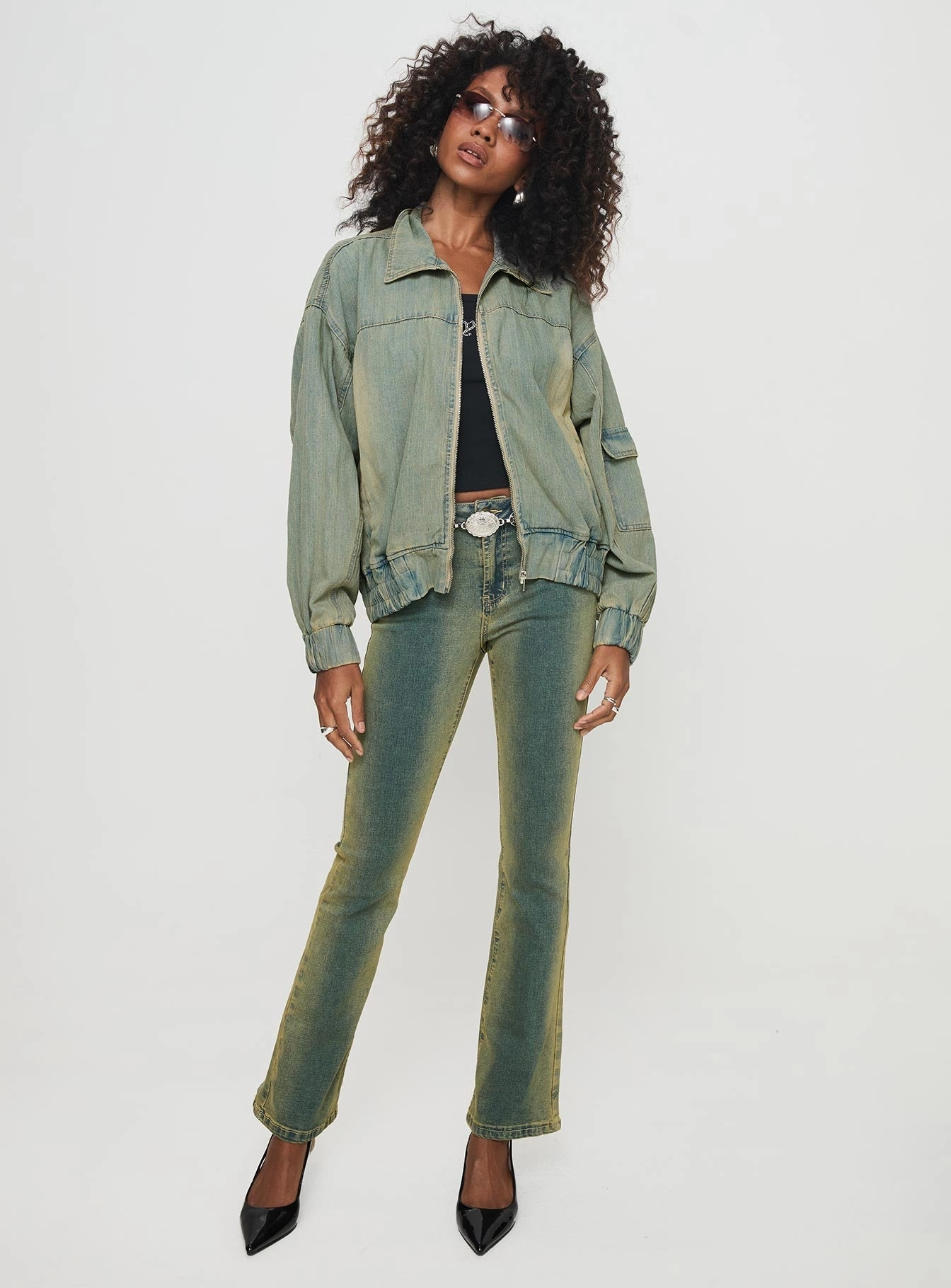 Detachable Layers Korbin Denim Bomber Jacket Antique Wash