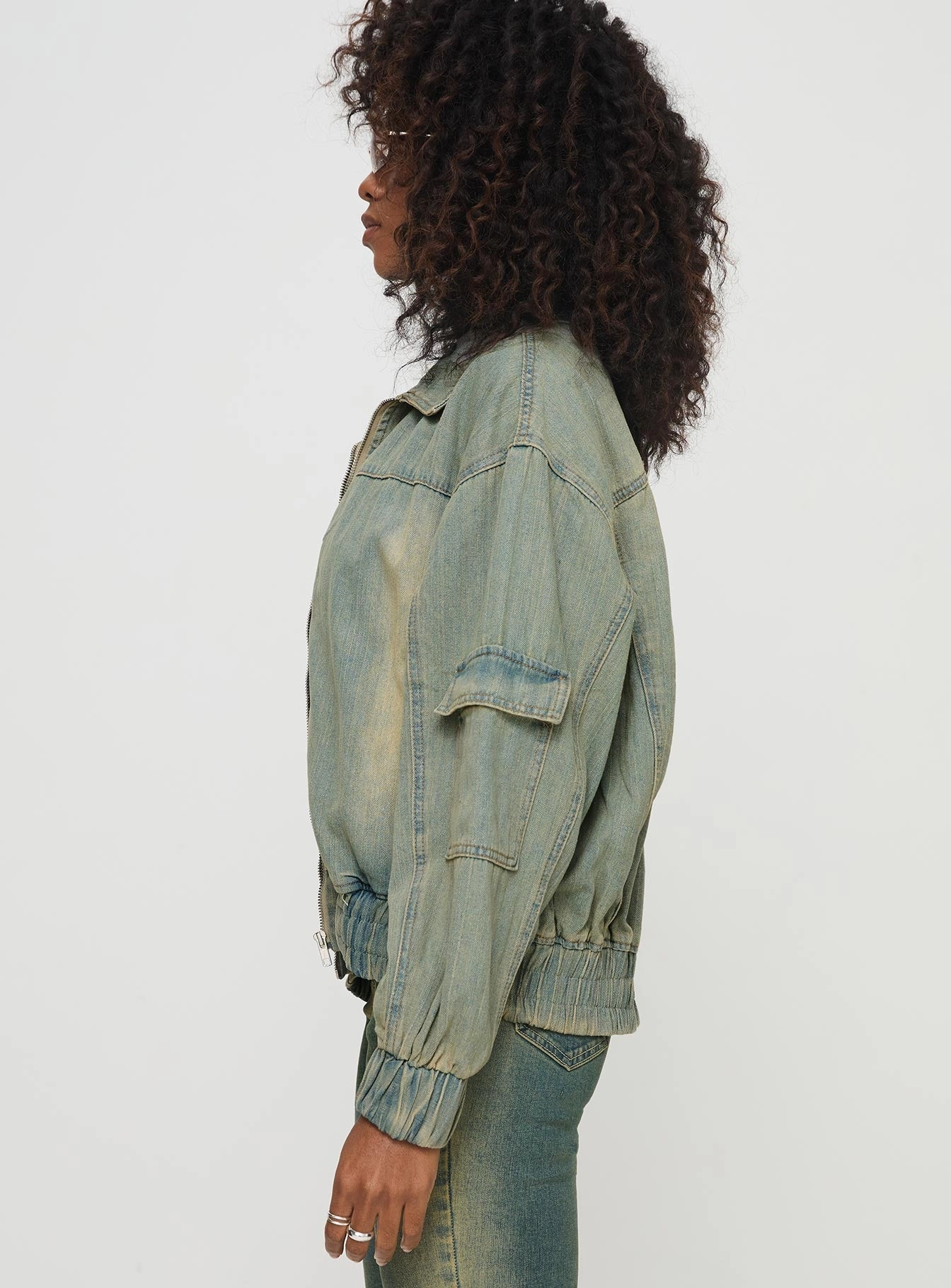 Korbin Denim Bomber Jacket Antique Wash Soft Shell Material Weather Fit