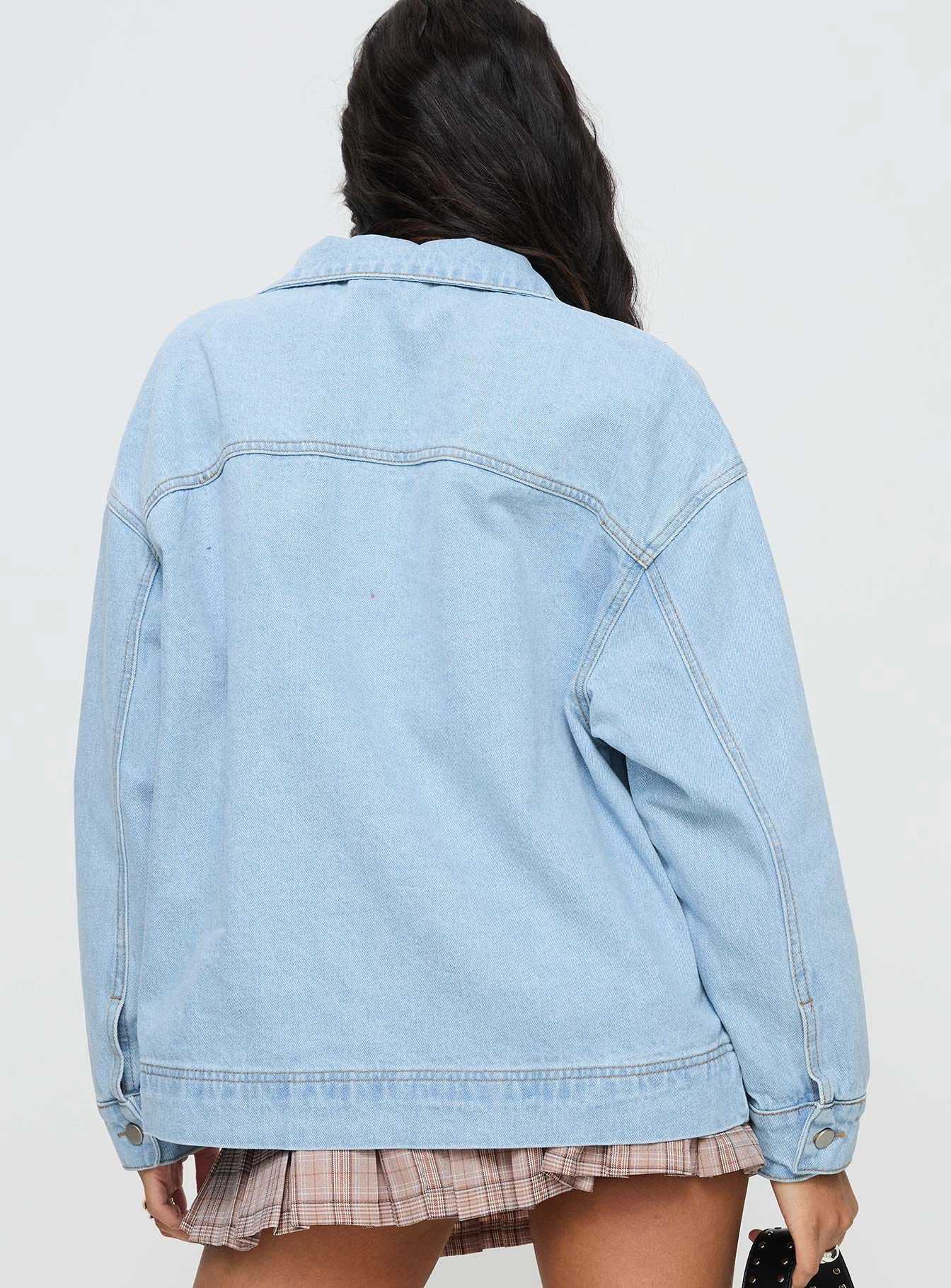 Gloss Free Texture Goldsmith Denim Bomber Jacket Light Wash