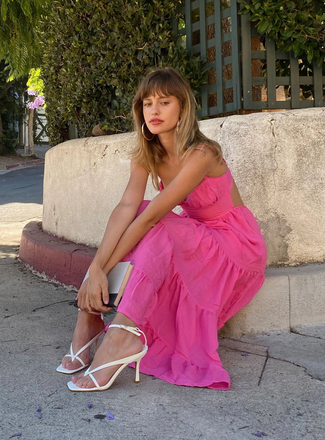 Edge Detail Joella Midi Dress Pink