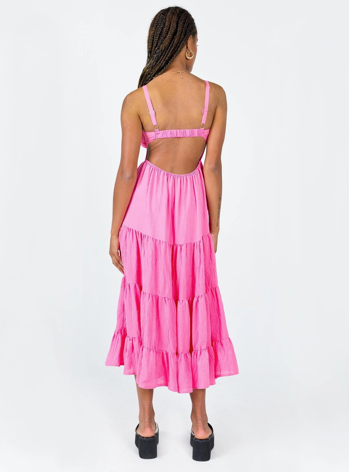 Joella Midi Dress Pink Subtle pattern Work Vibe