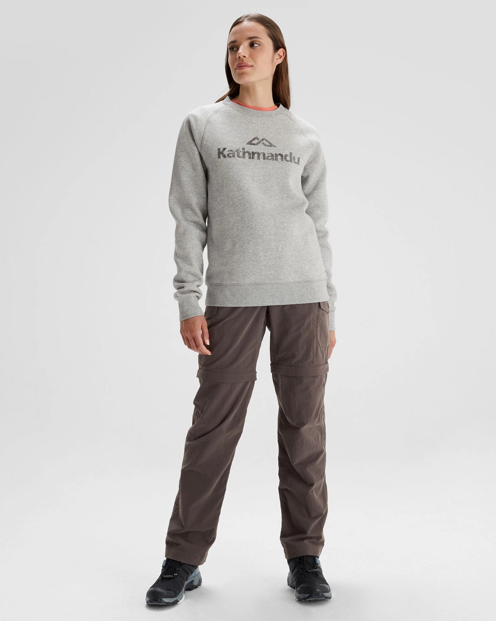 Soft Interior Women's Kathmandu Logo Crew Sweater - Light Grey Marle