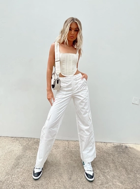 Ayla Linen Pants White Outdoor Fit Durable Fabric
