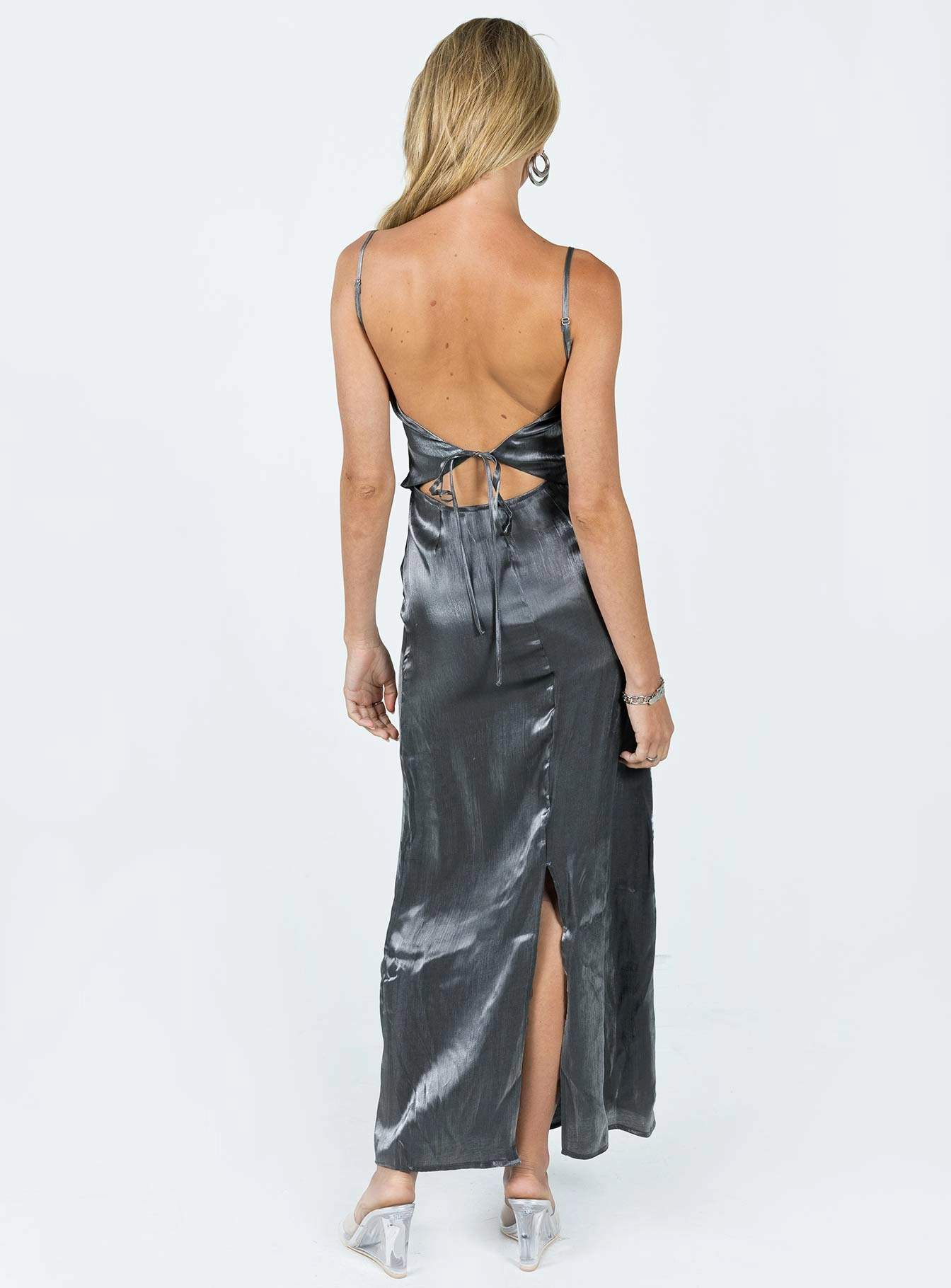 Side-Pocket Gianne Slip Maxi Dress Grey