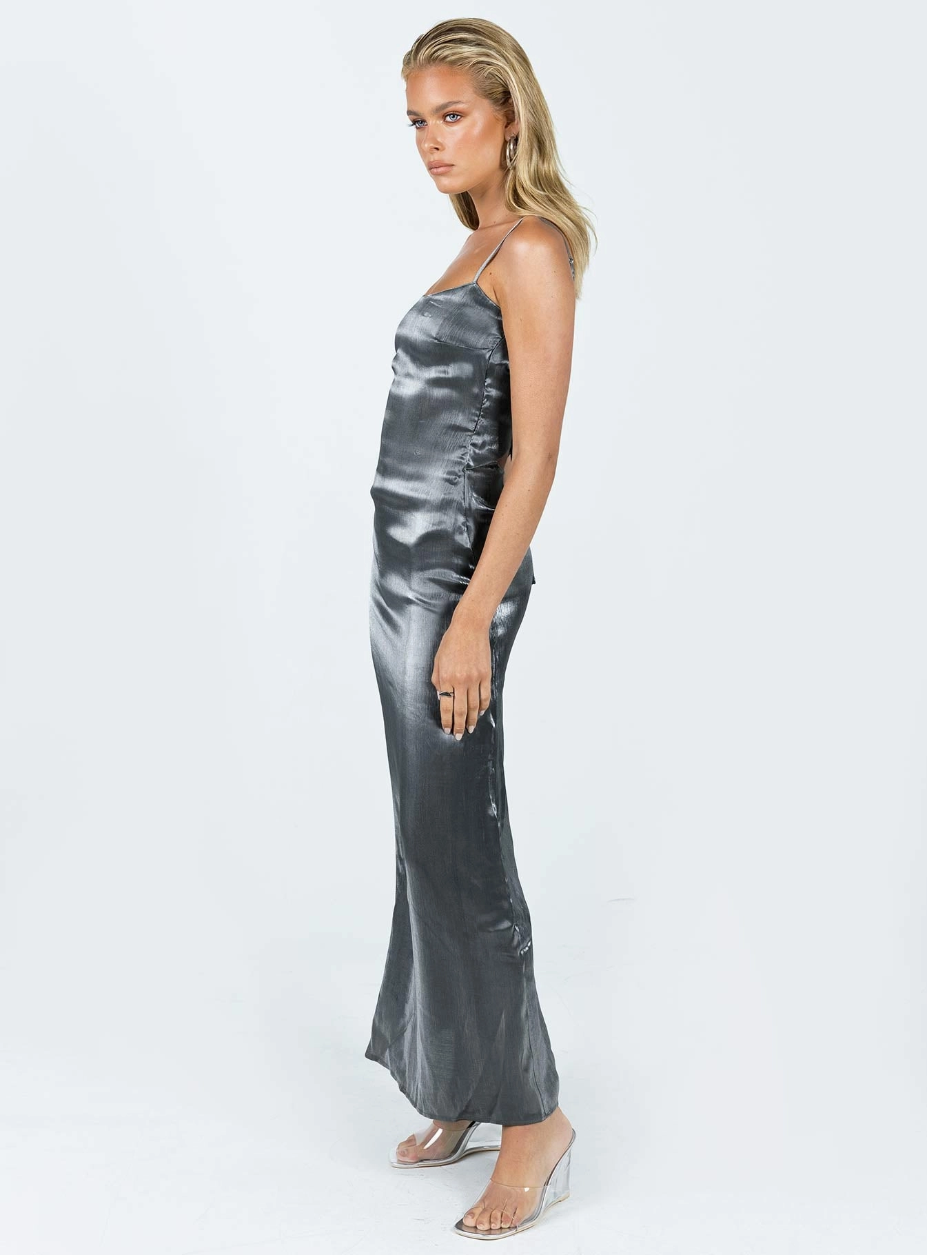 Gianne Slip Maxi Dress Grey Soft Structure Simple Style