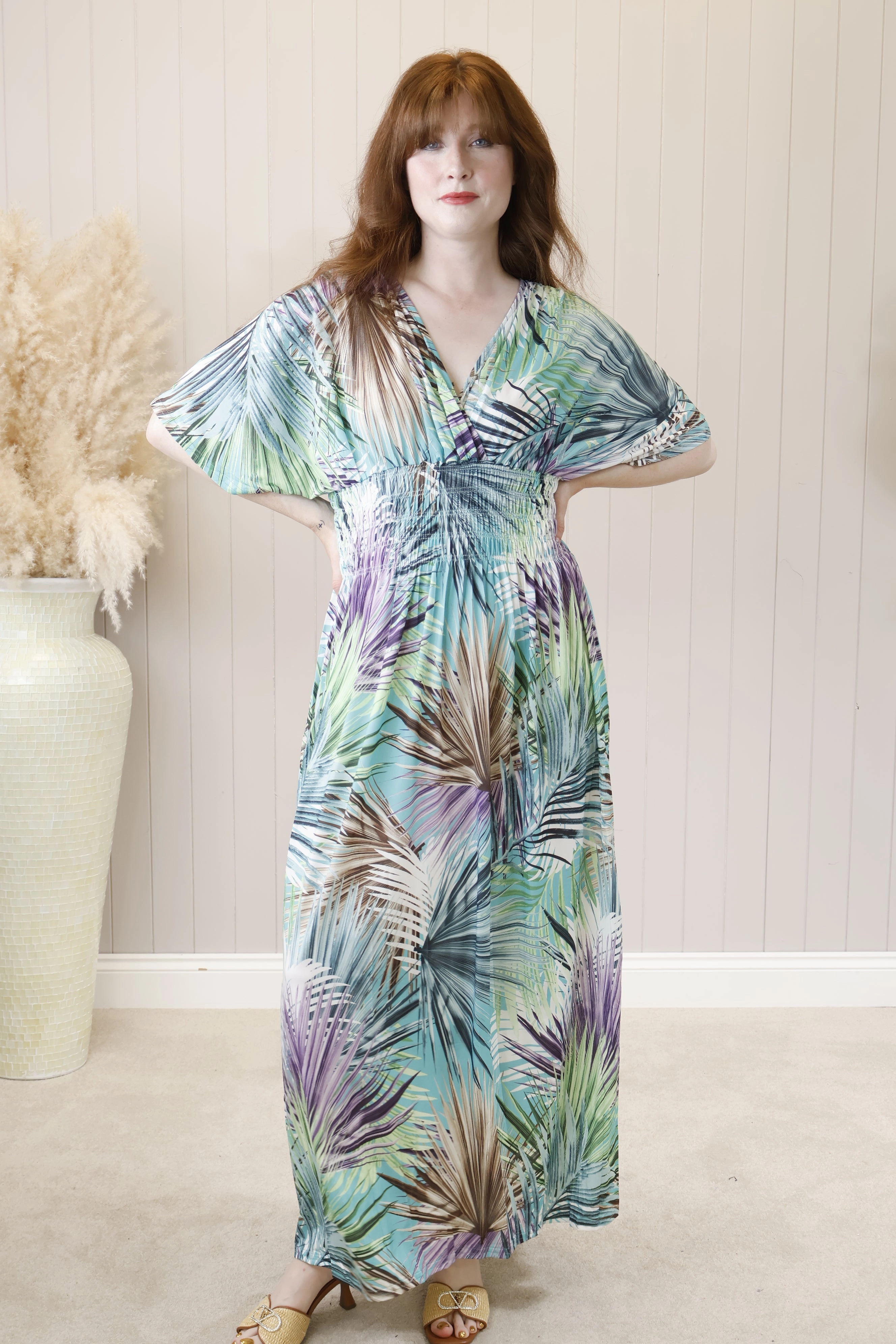 Summer Fashion Tropical Maxi Dress Aqua