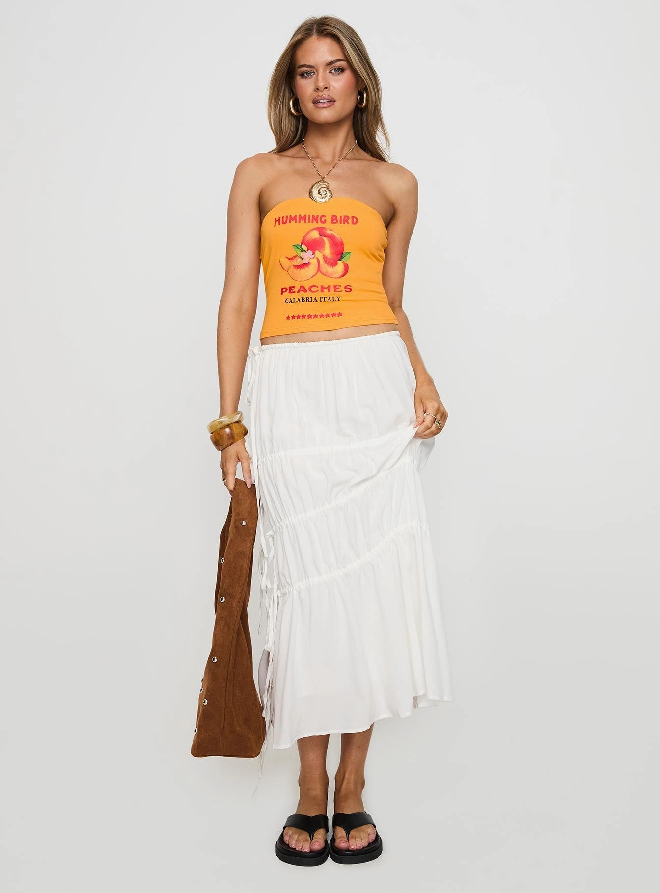 Perky Maxi Skirt White Modern Tones Curvy Fit