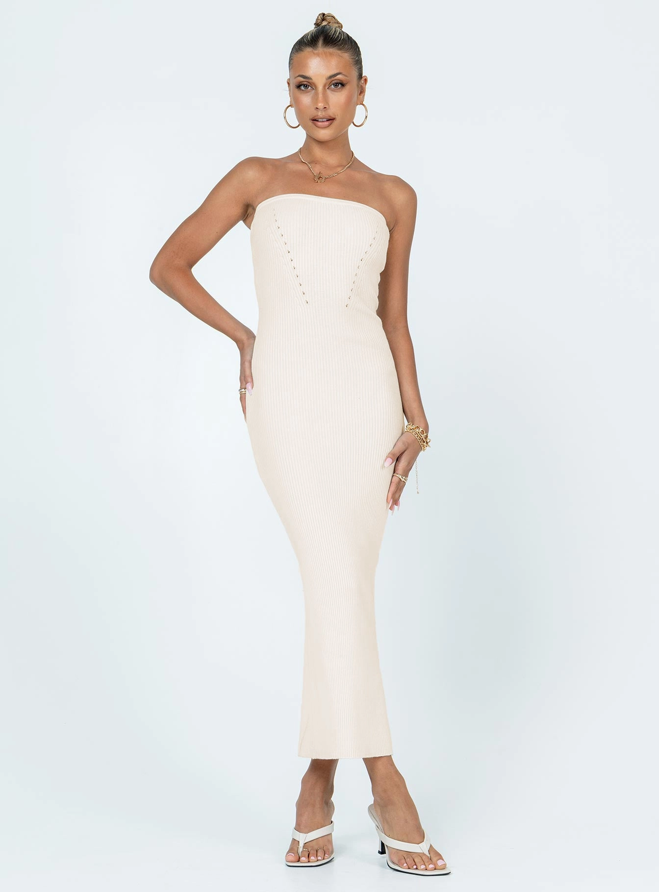 Date Ready Jayan Strapless Midi Dress White