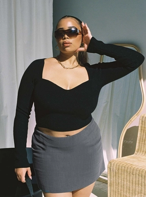Relax Outfit Smart Design Selby Mini Skirt Grey Curve