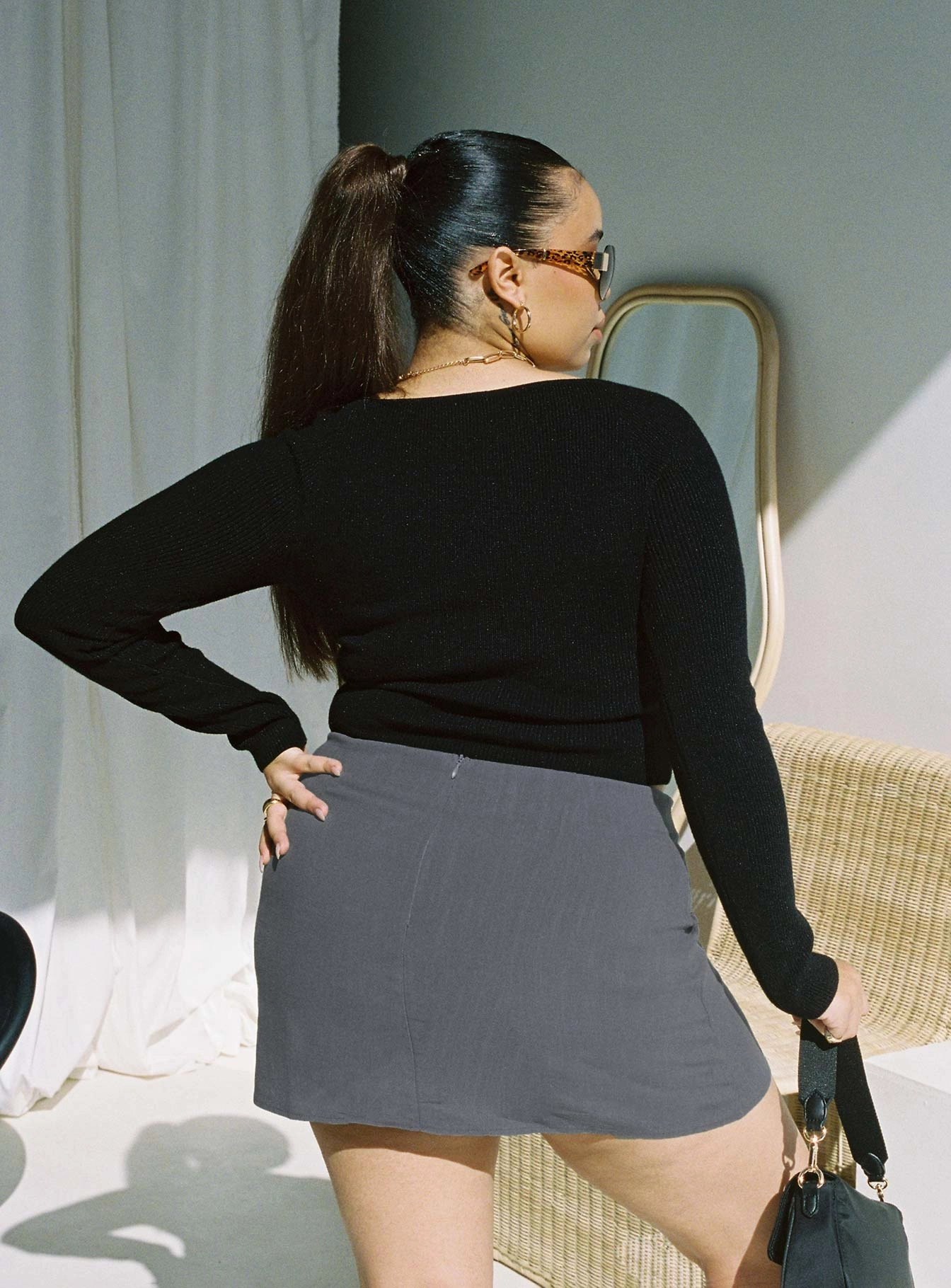 Selby Mini Skirt Grey Curve Smart Fit
