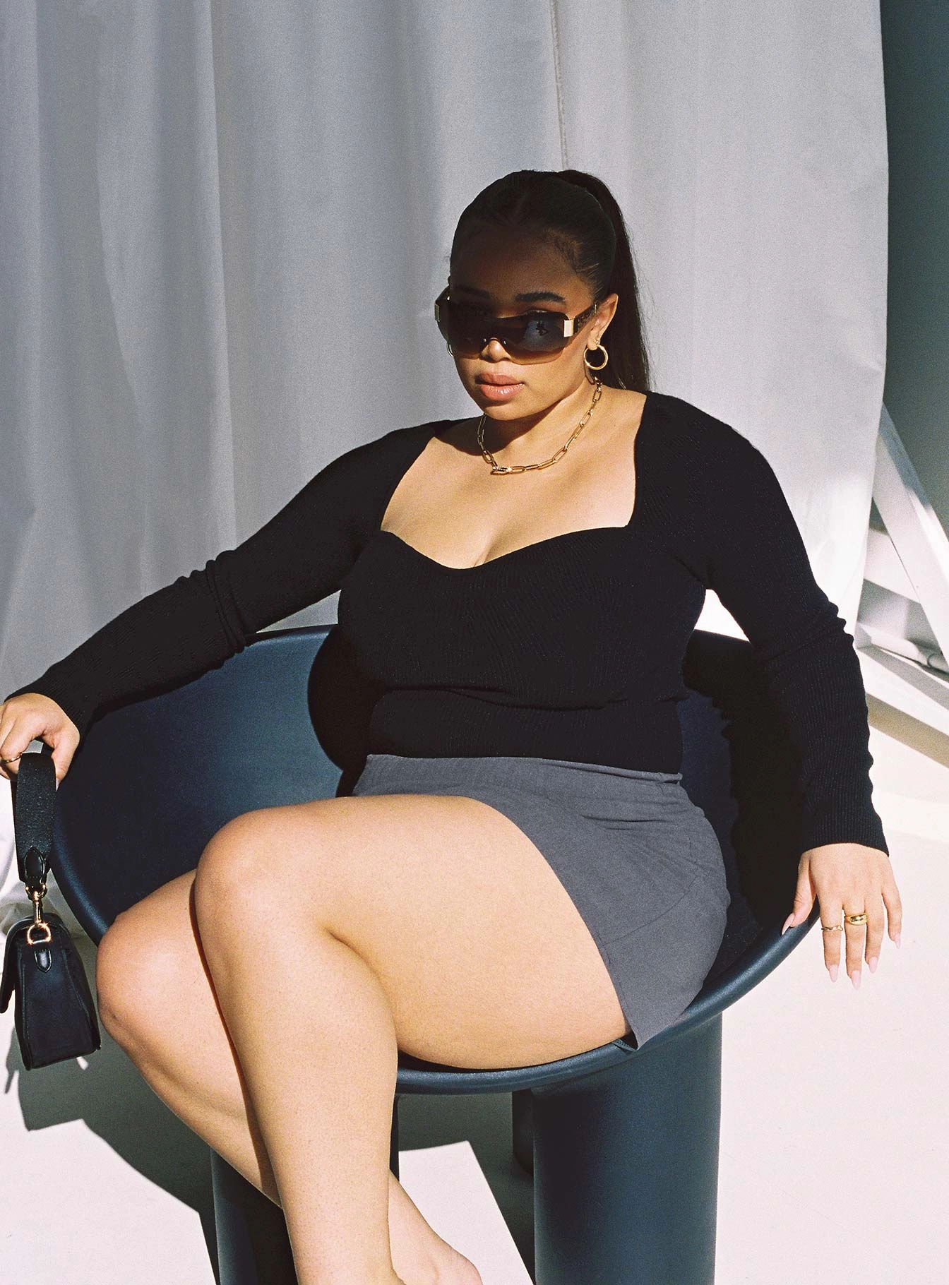 Selby Mini Skirt Grey Curve Full Circle Ethically Made