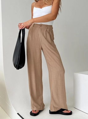 Thermal Insulation Layer Day-to-Day Wear Brenda Linen Blend Pants Beige
