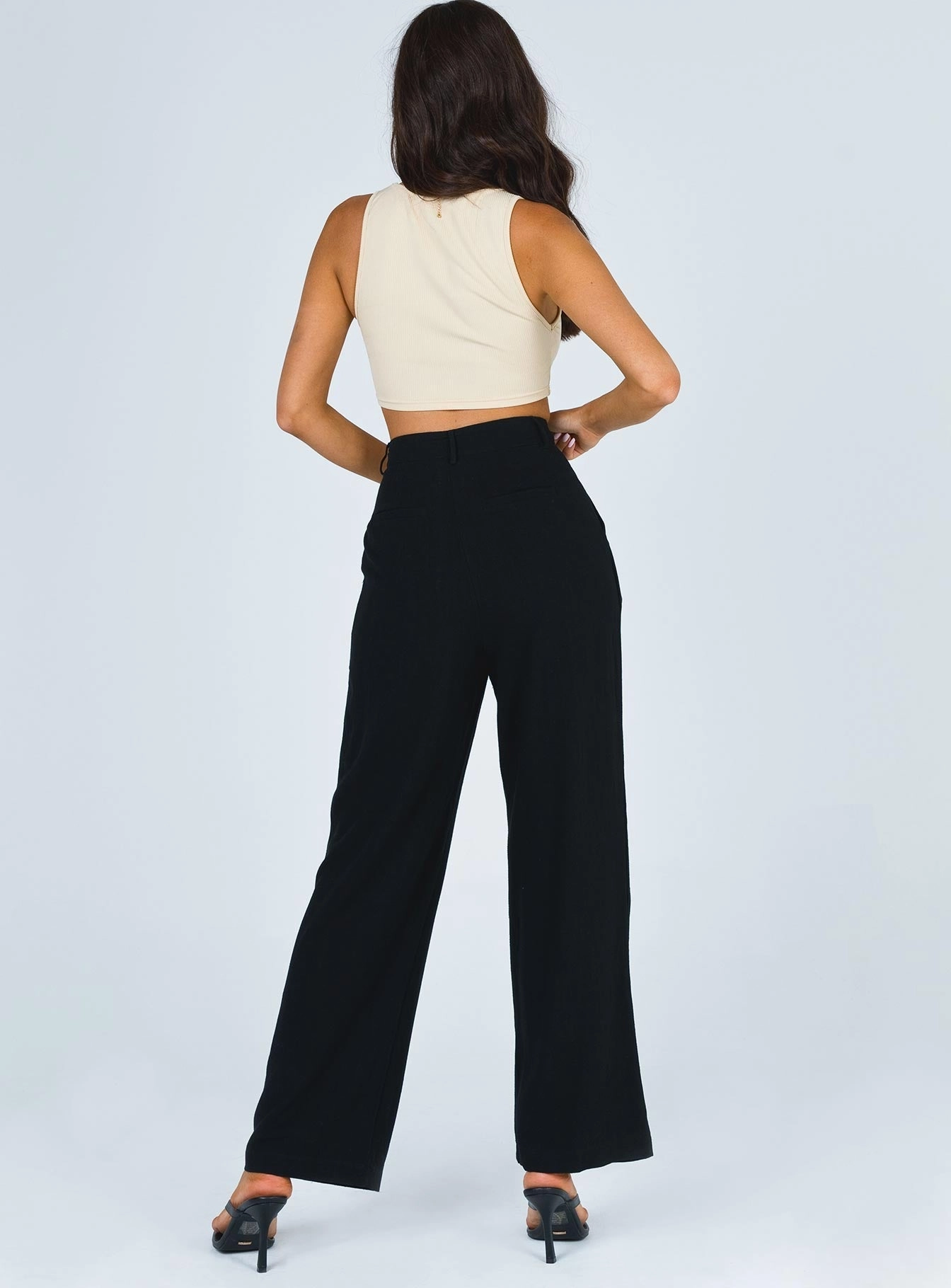 Brenda Linen Blend Pants Black Versatile Wearable OdorResistantFinish