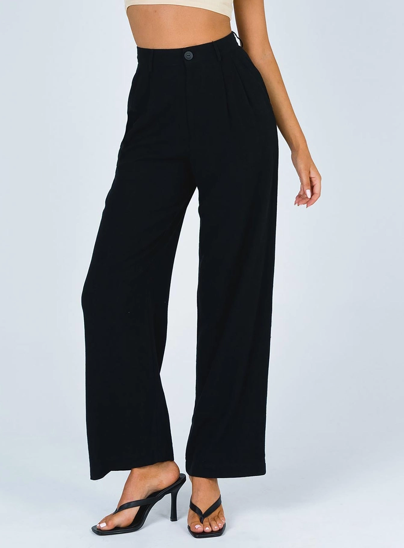 Brenda Linen Blend Pants Black Luxe Look