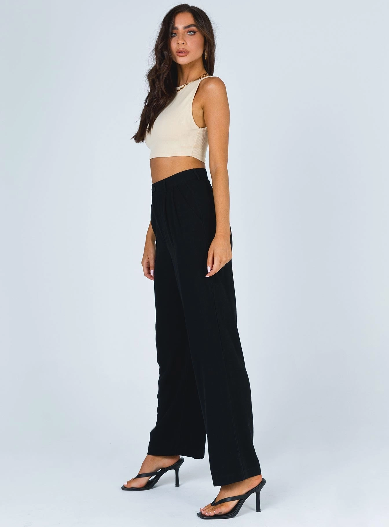 Brenda Linen Blend Pants Black Universal Fit System