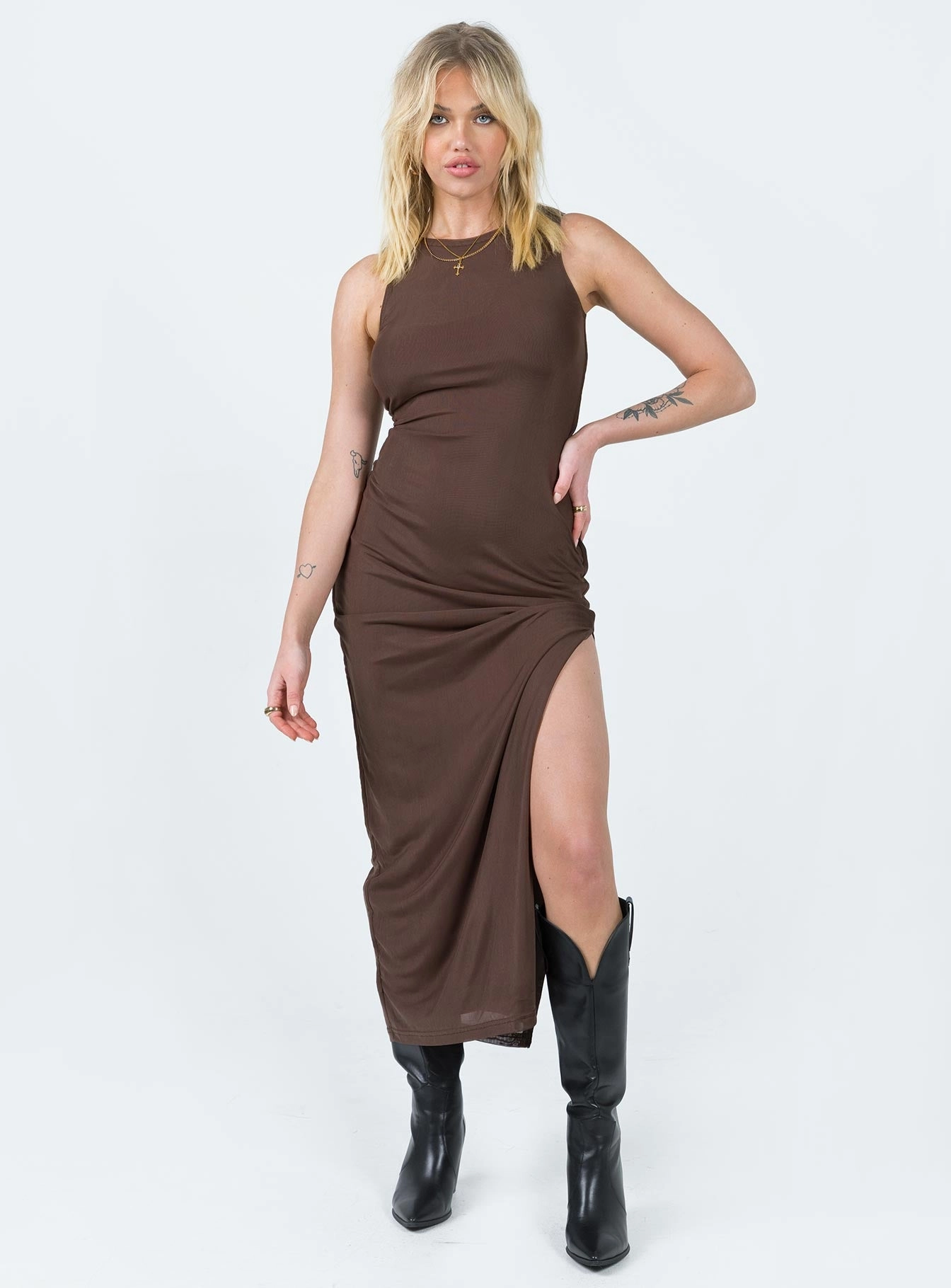 Summer Ready Brenly Mesh Maxi Dress Brown