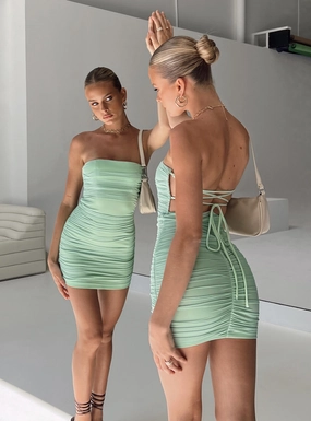 Semi Sheer Practical-Style Undiscovered Mini Dress Sage