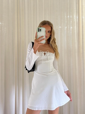 Aalyah Corset Mini Dress White Office Mood