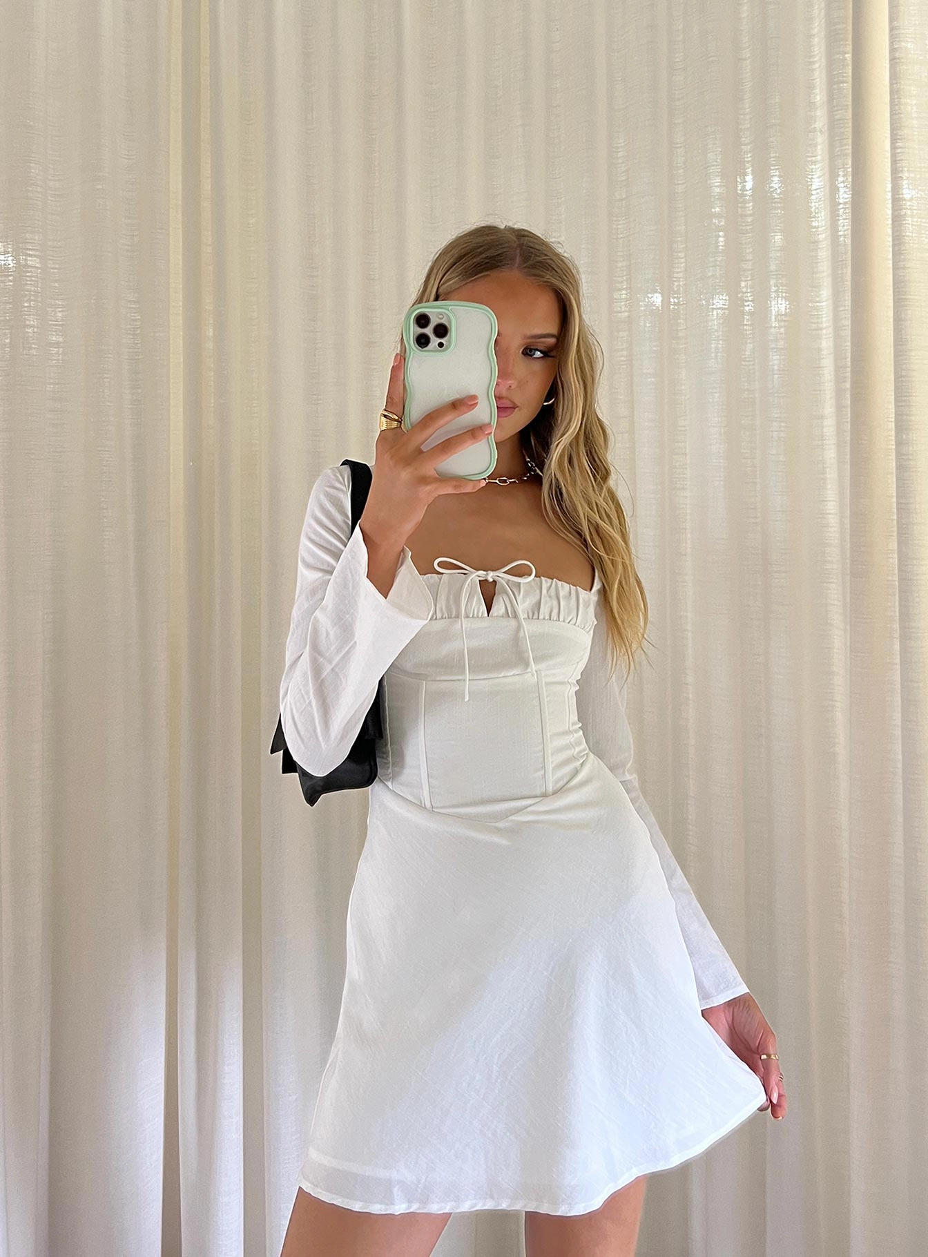 Aalyah Corset Mini Dress White Office Mood