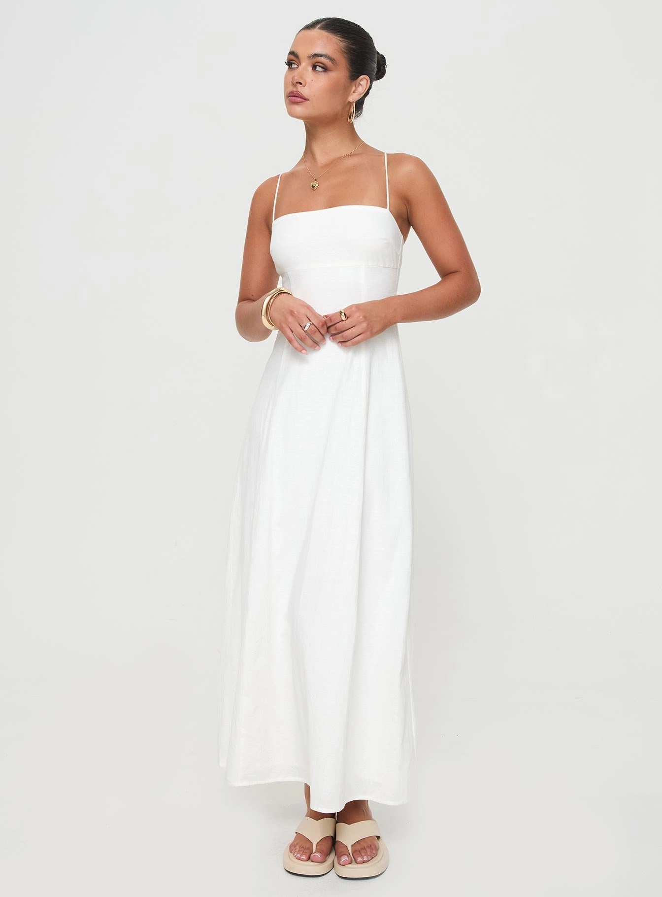 Brightwell Maxi Dress White Lounge Outfit