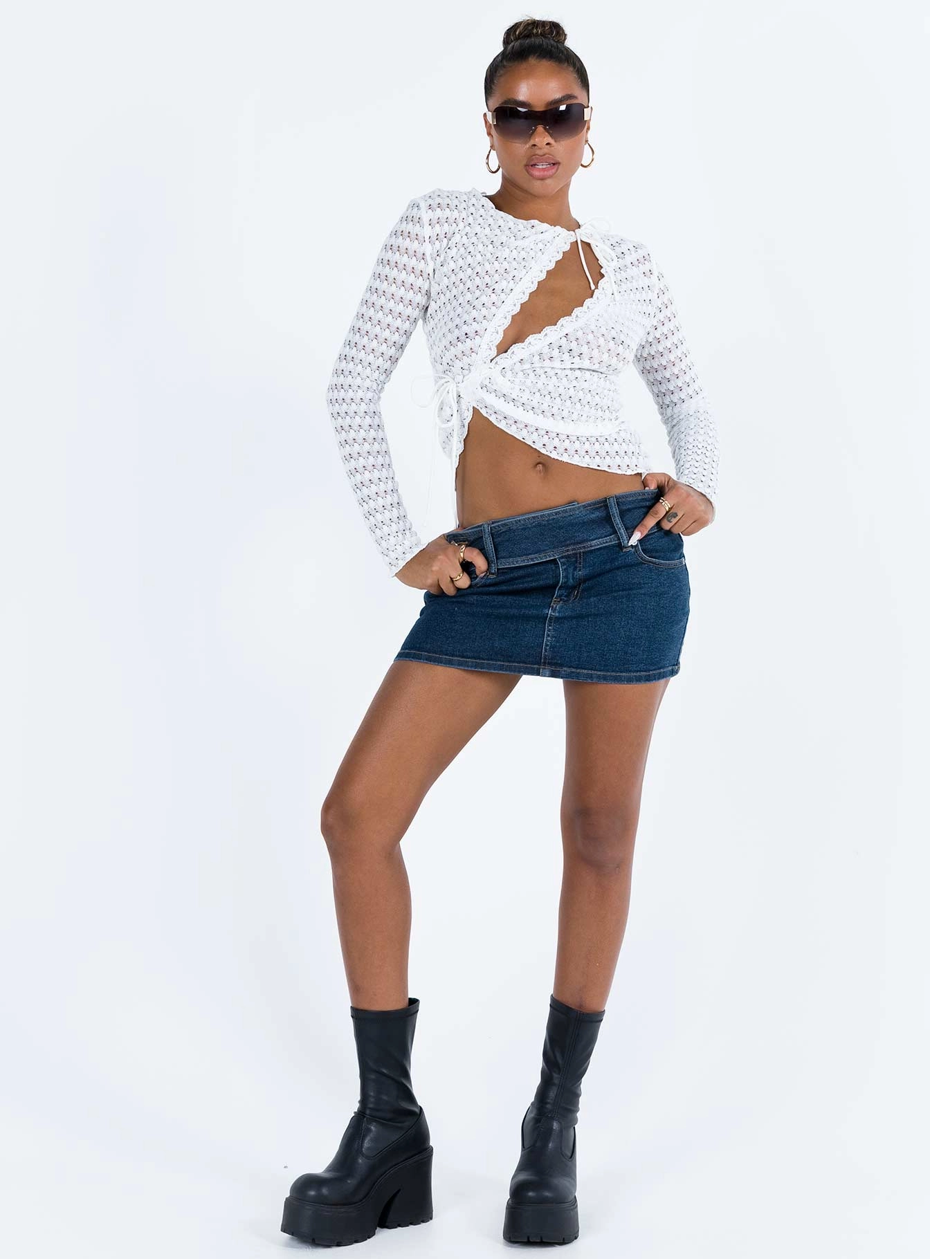 Airy Feel Minimal Vibe Brinkman Mini Skirt Dark Wash Denim