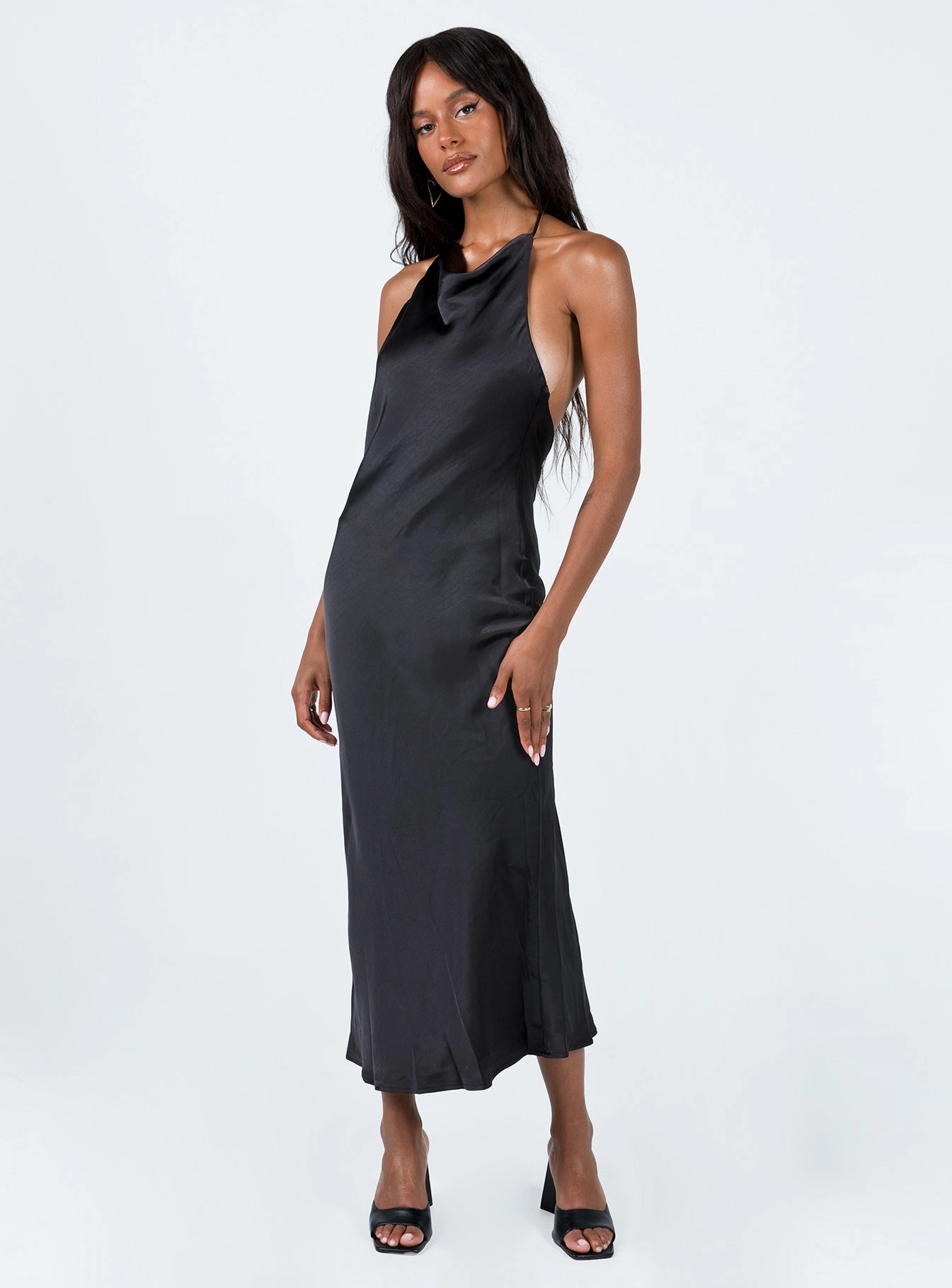 Broughton Halter Midi Dress Black Chic Layers