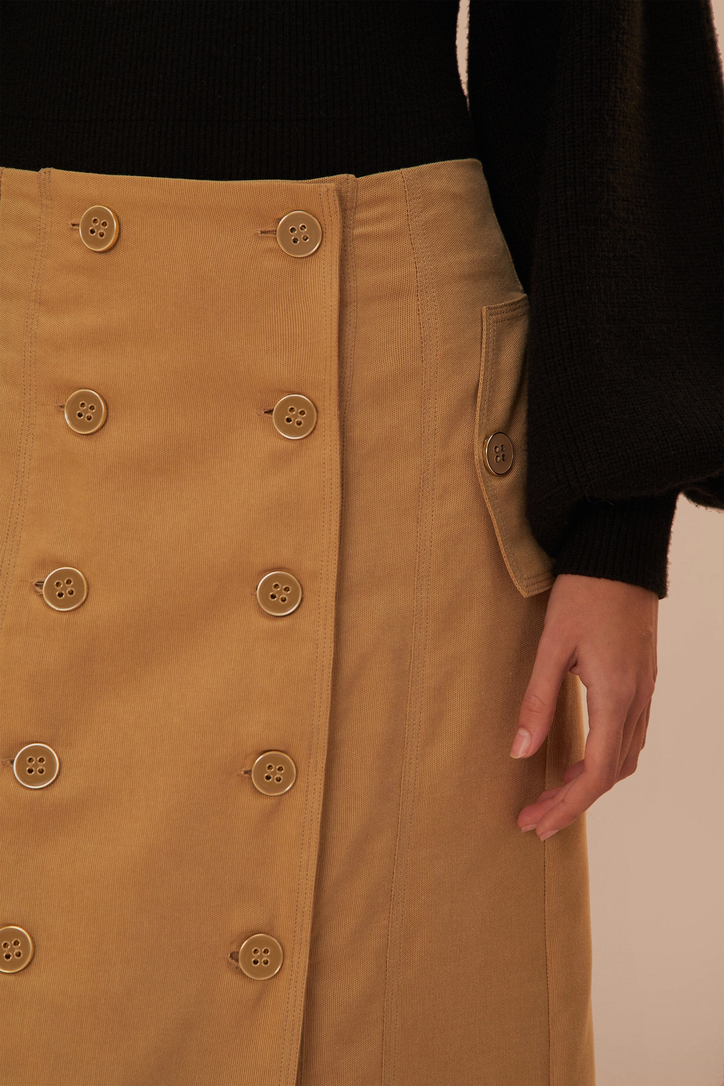 Brown Yoked Midi Skirt Breathable Material Resale Value